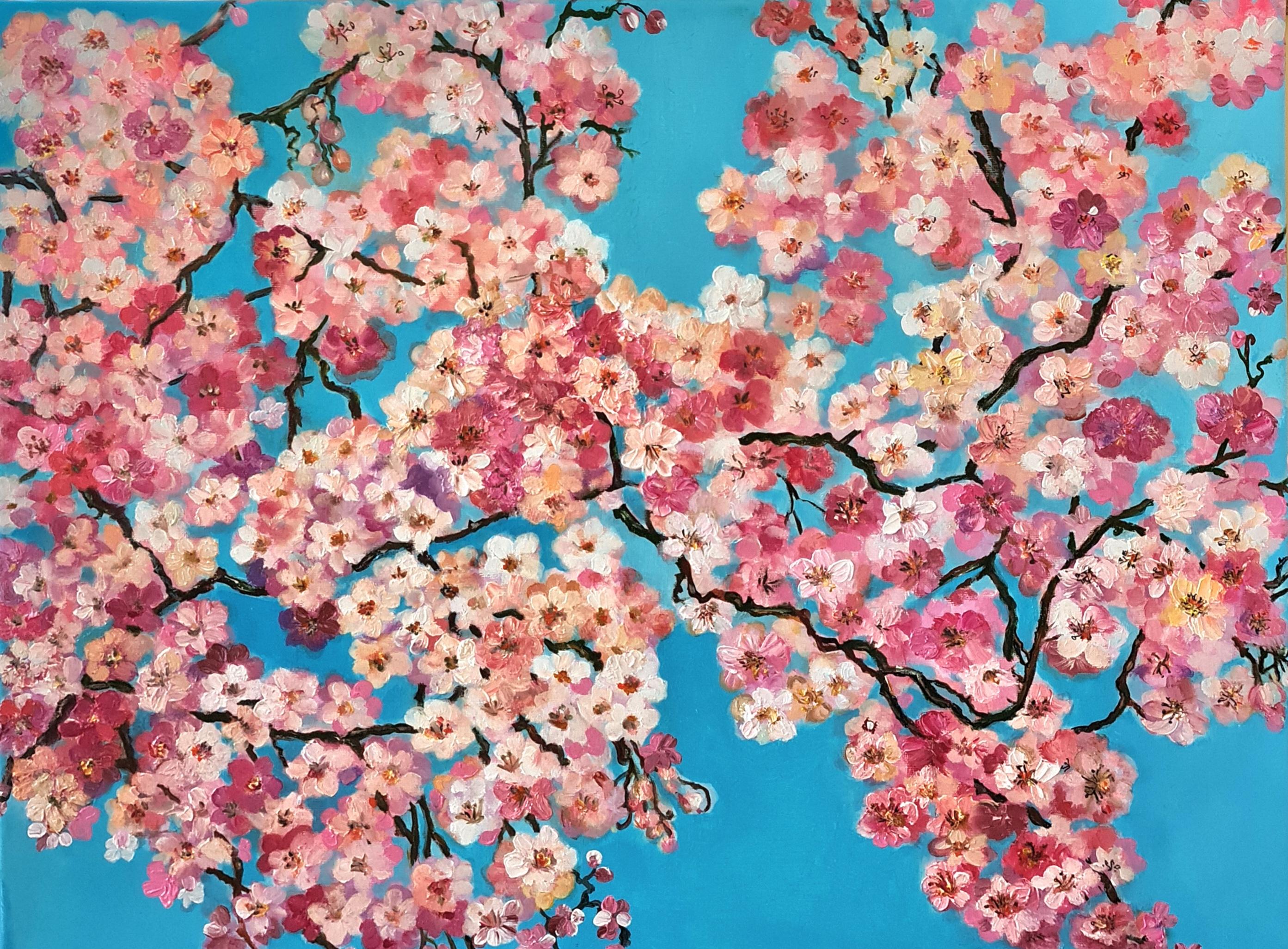 Sakura Blossoms" est une nature morte florale peinte à l'huile par Volskaya Liliya.