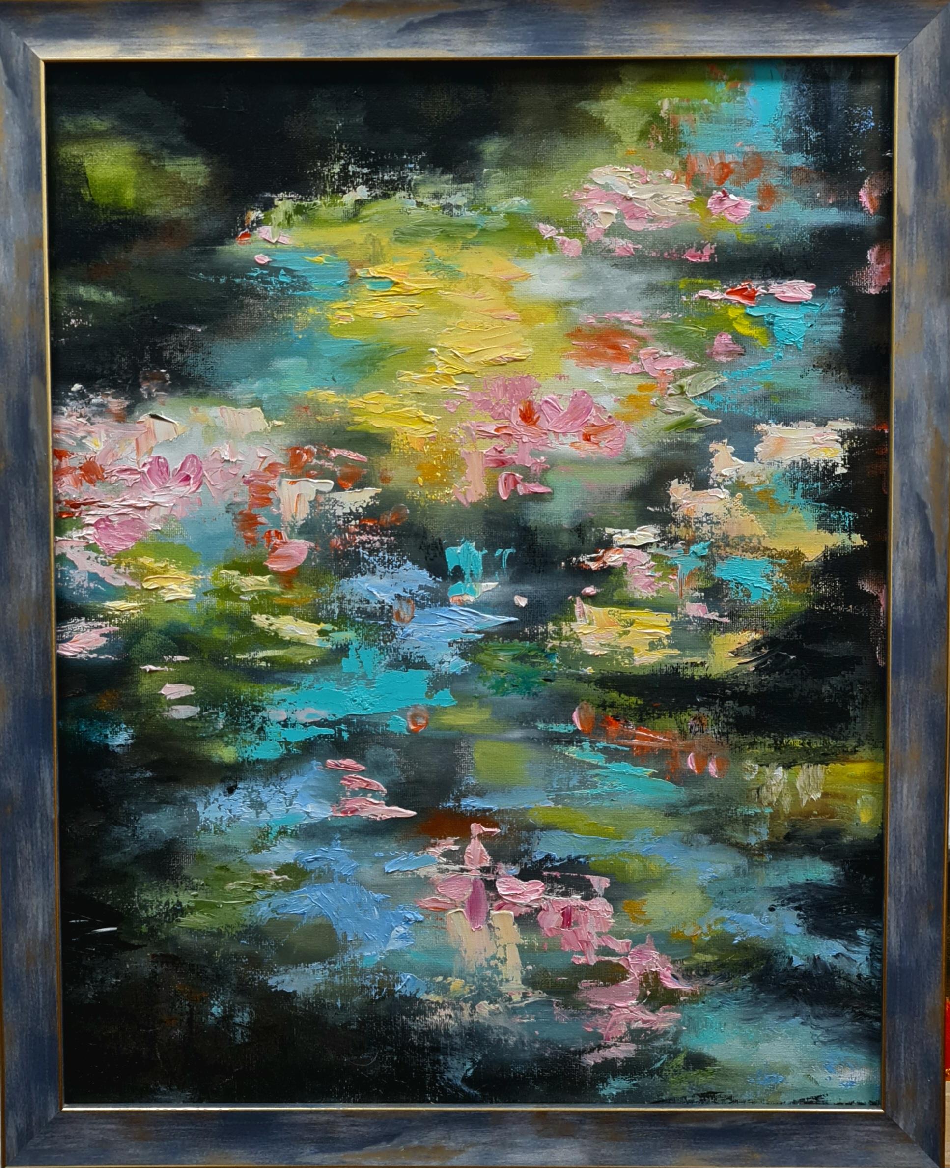 Lilya Volskaya Landscape Painting - "Shady pond". summer landscape in oil of Volskya Lilya.