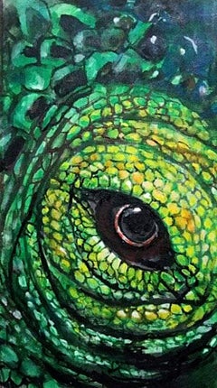 "The ancient lizard. Wisdom." Original Oil Painting by Lilya Volskaya