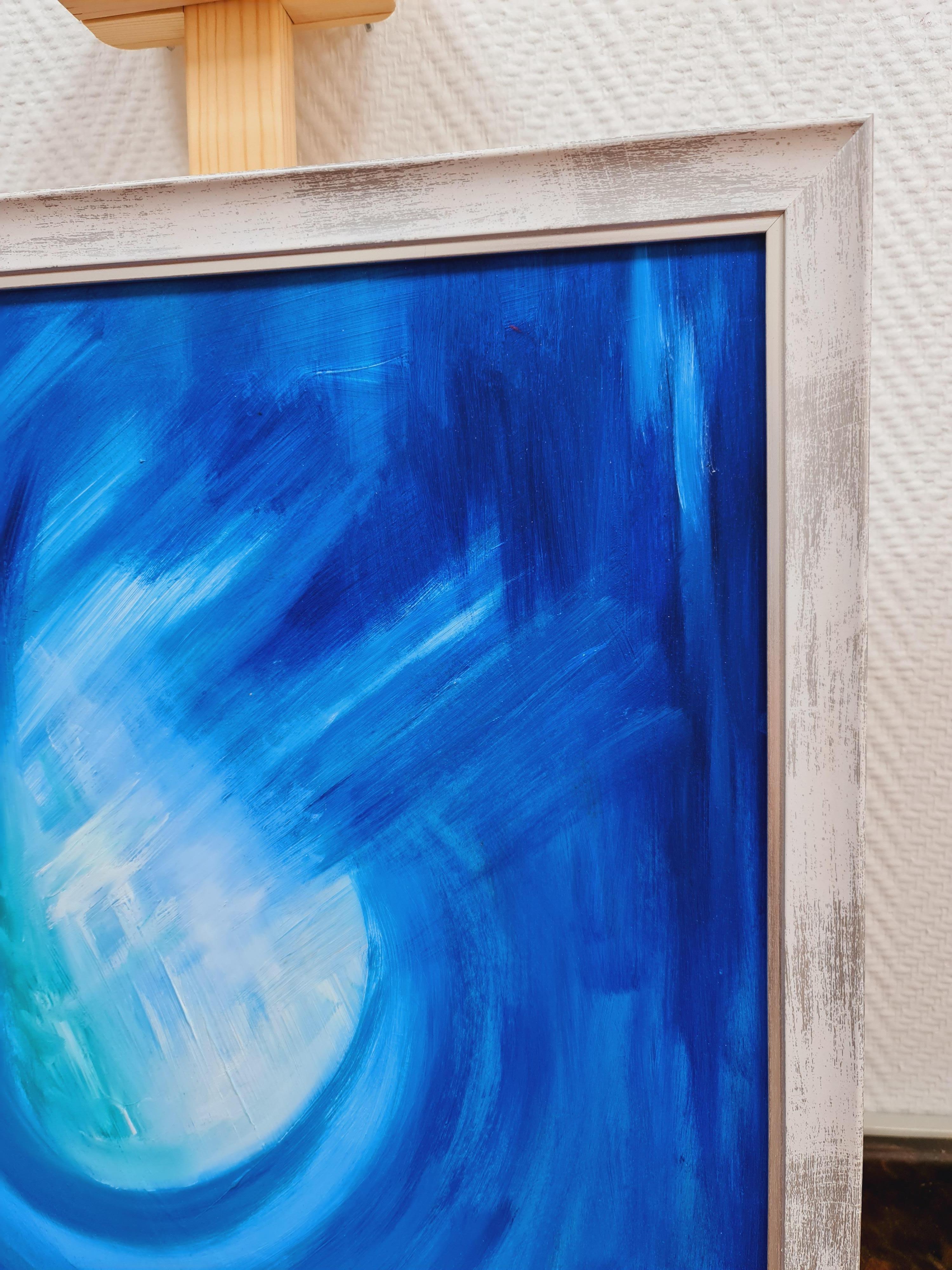 La couleur est bleue. Le portail. Peinture abstraite de Lilia Volskaya. La couleur bleue du tableau n'a pas été choisie par hasard. C'est énergisant. Il vous apprend à penser de manière créative. Ouvre de nouvelles possibilités. C'est la couleur des