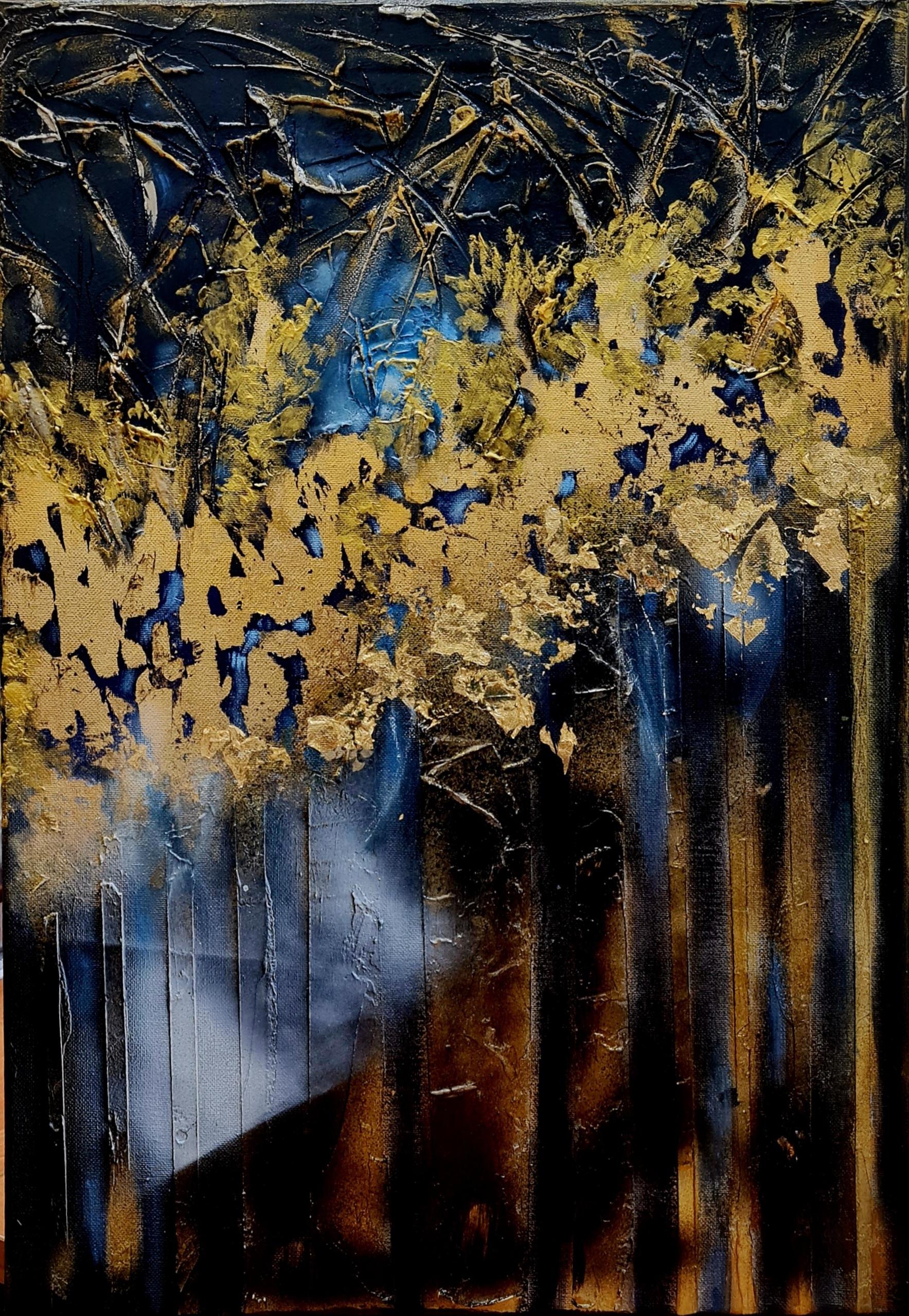 La foresta magica di Harry Potter.paesaggio interno dipinto con texture da Lilya V.I.I. in vendita 7