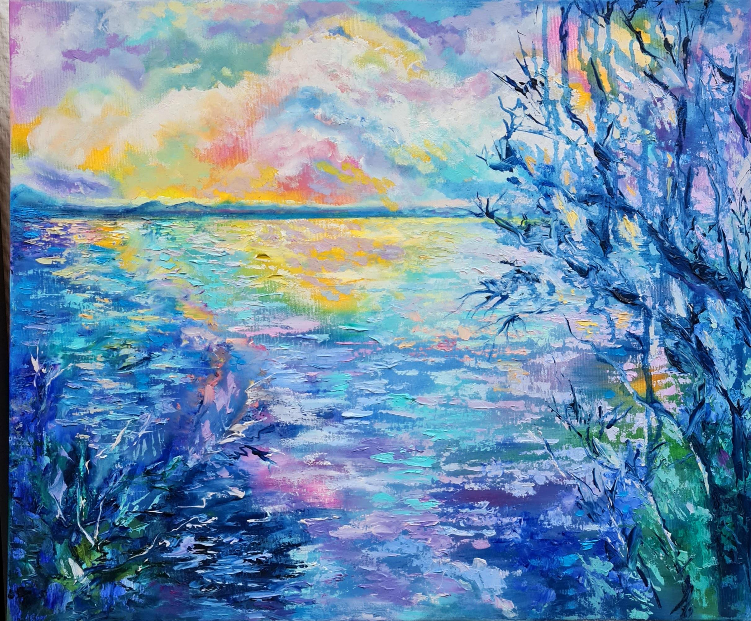 La baie de mer Impressionnisme. Paysage Volskaya Lily - Painting de Lilya Volskaya