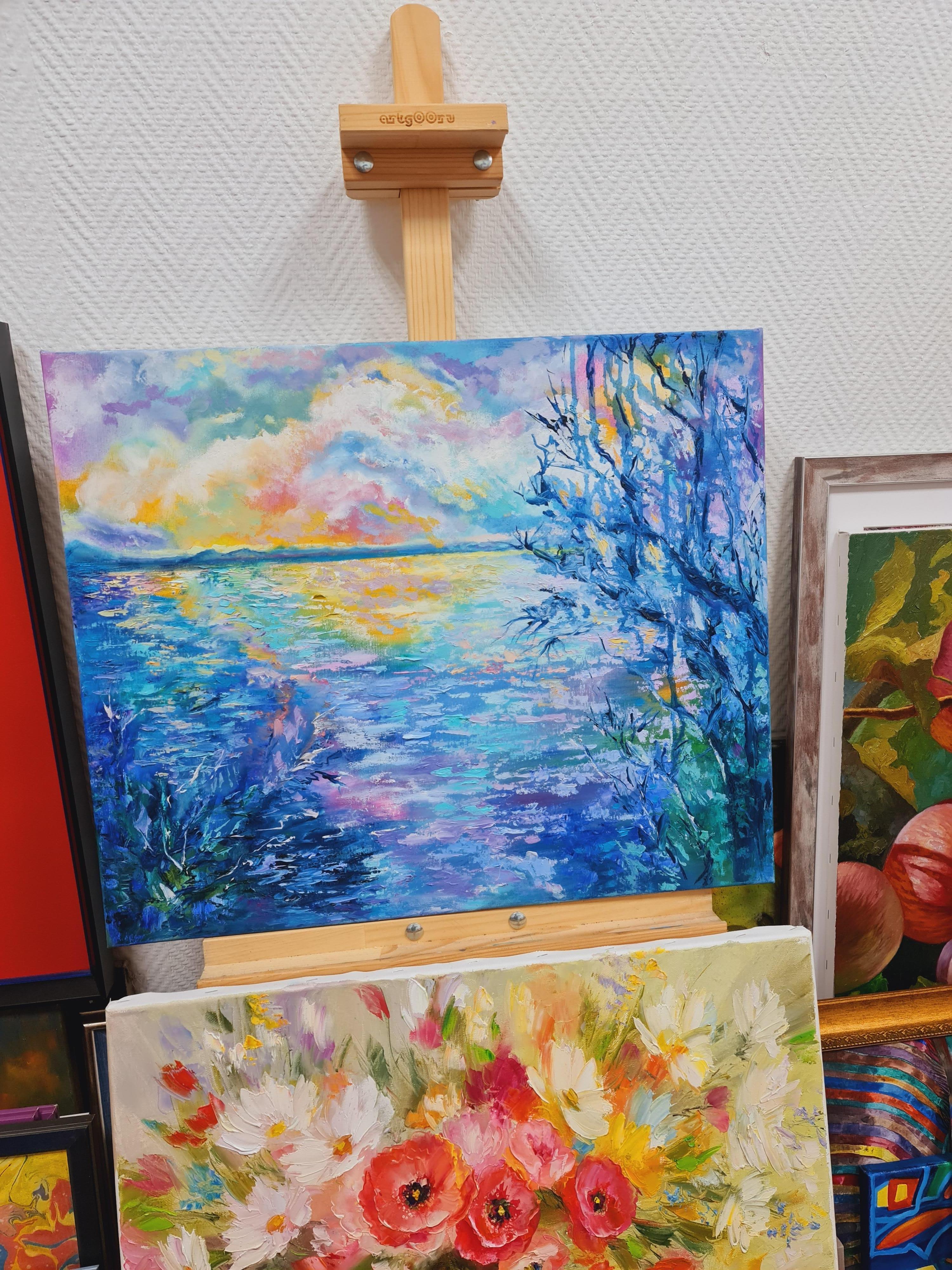 La baie de mer Impressionnisme. Paysage Volskaya Lily - Bleu Still-Life Painting par Lilya Volskaya
