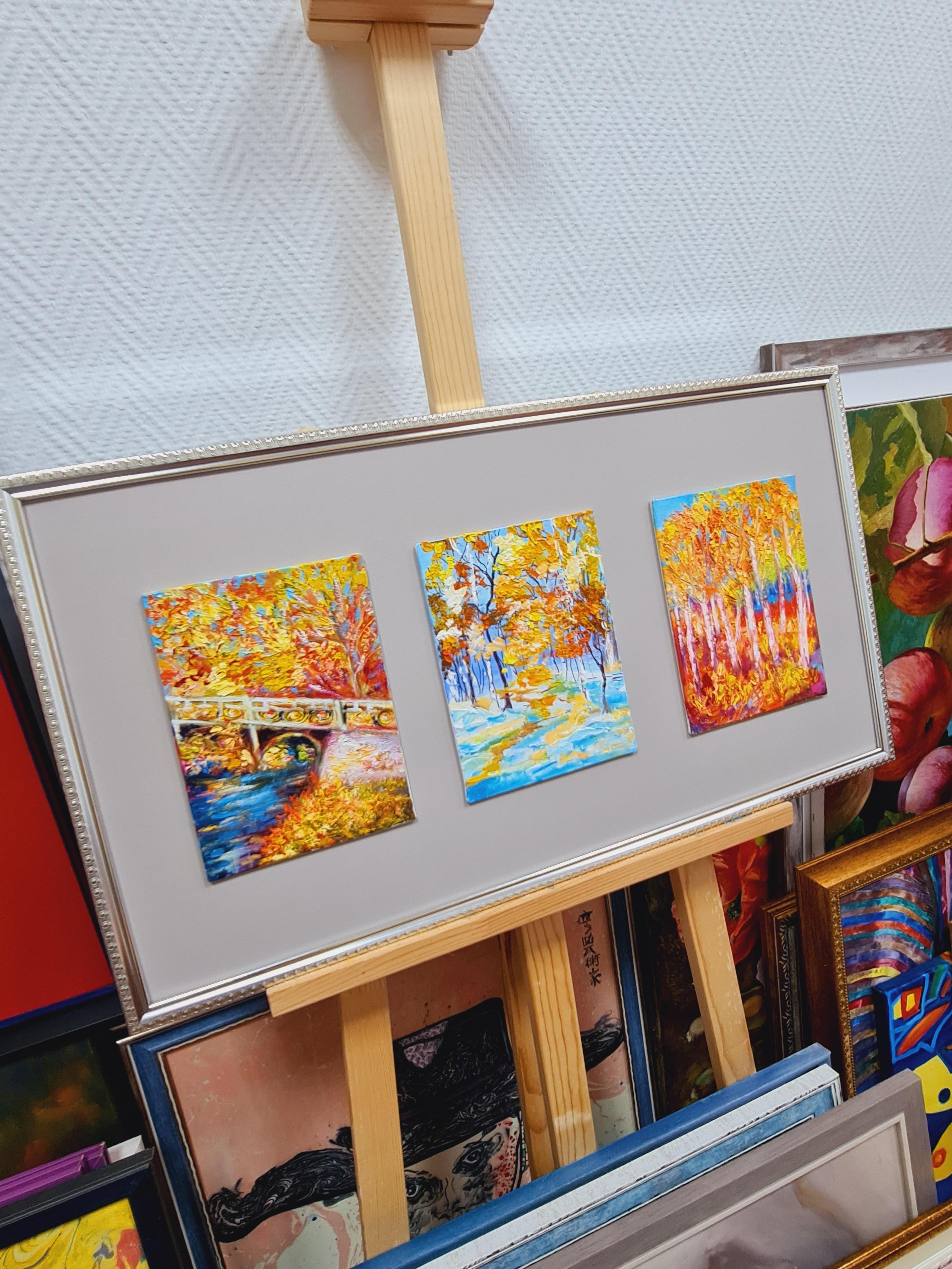 The triptych is Autumn. Landscape in oil . Volskaya Lilia For Sale 1