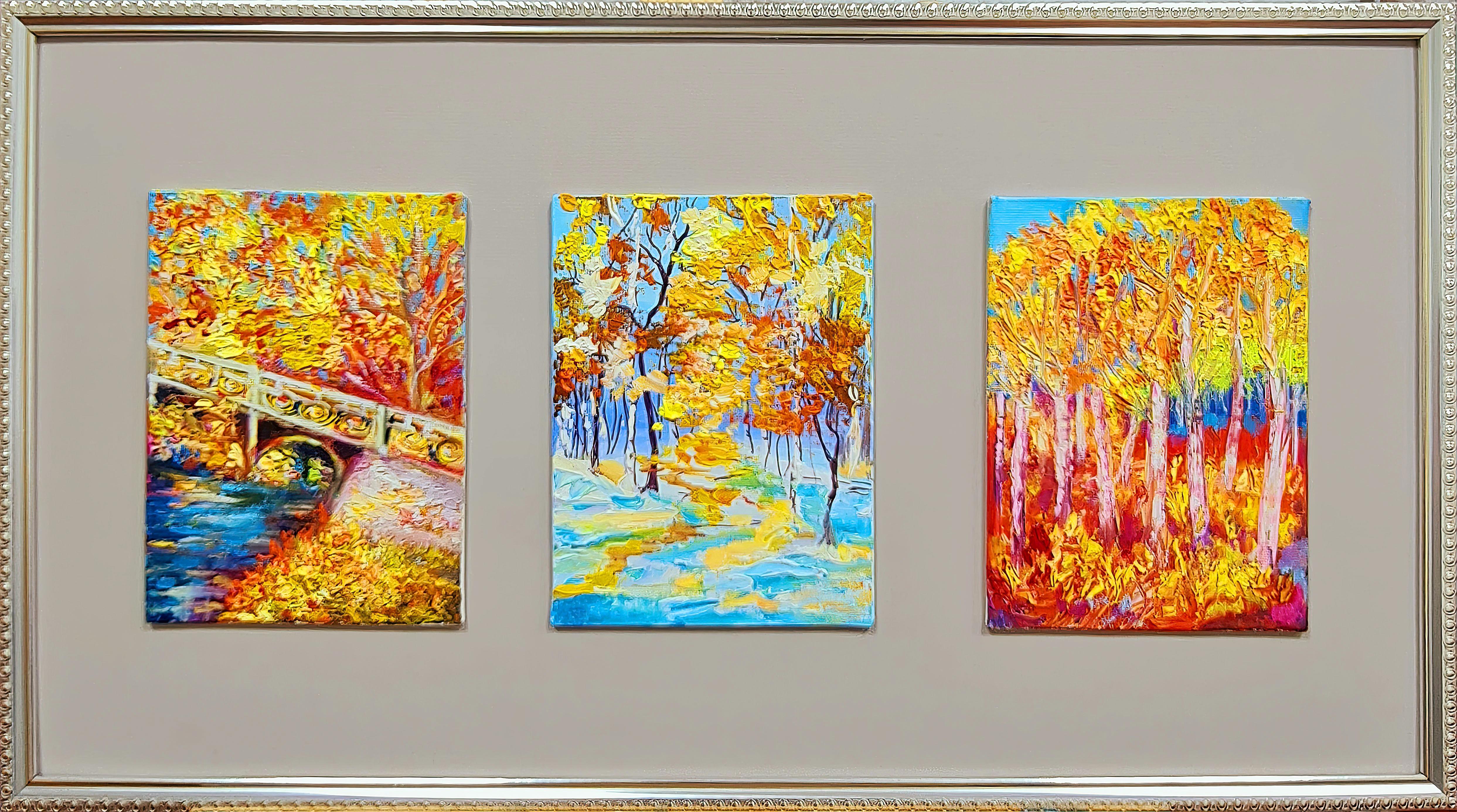 The triptych is Autumn. Landscape in oil . Volskaya Lilia