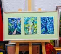 Il trittico è primaverile. Paesaggio ad olio . Volskaya Lilya