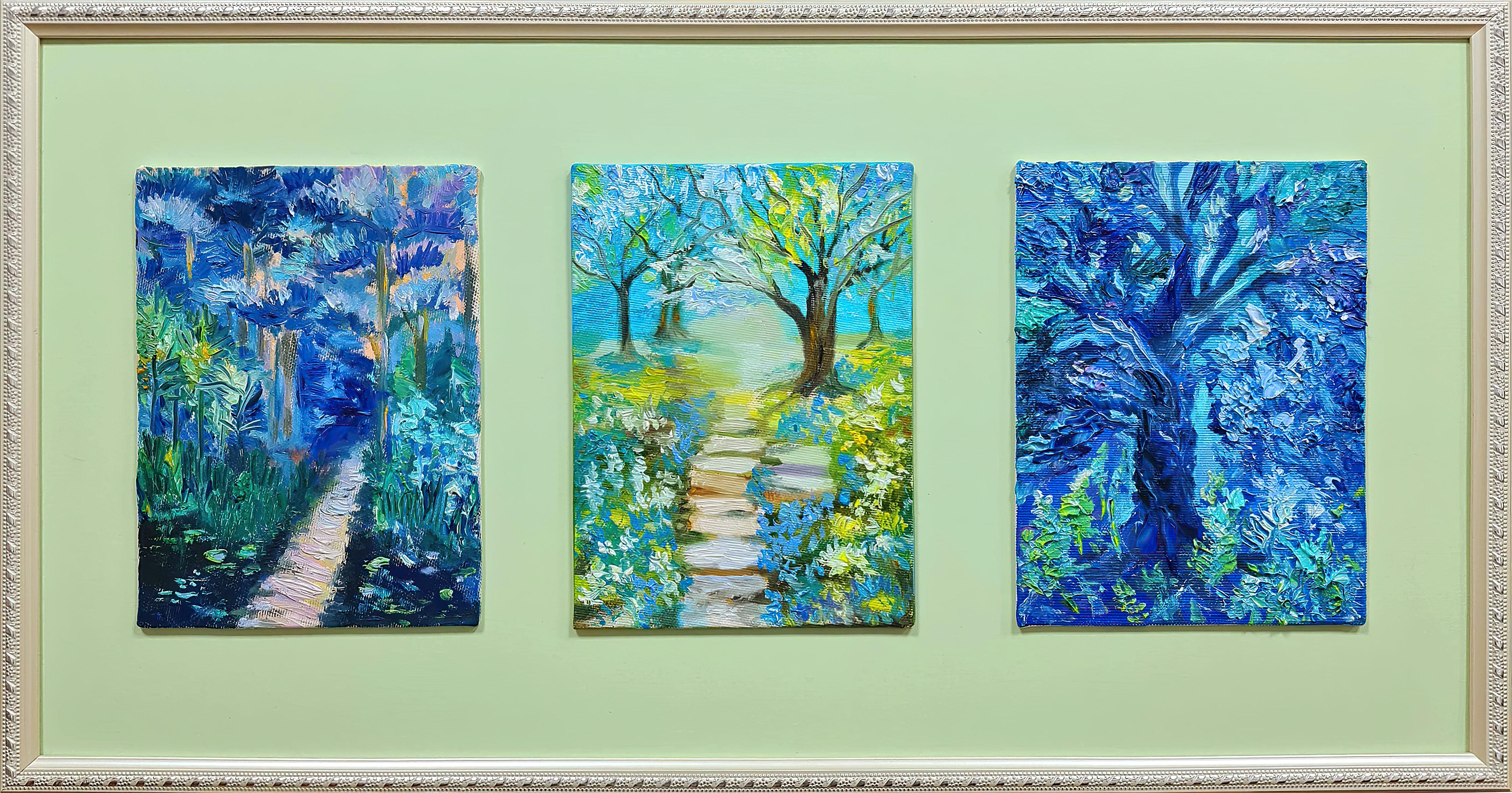 The triptych is spring. Landscape in oil . Volskaya Lilya