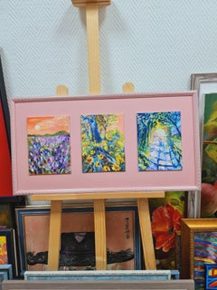 Il trittico è estivo. Paesaggio ad olio. Volskaya Lilia