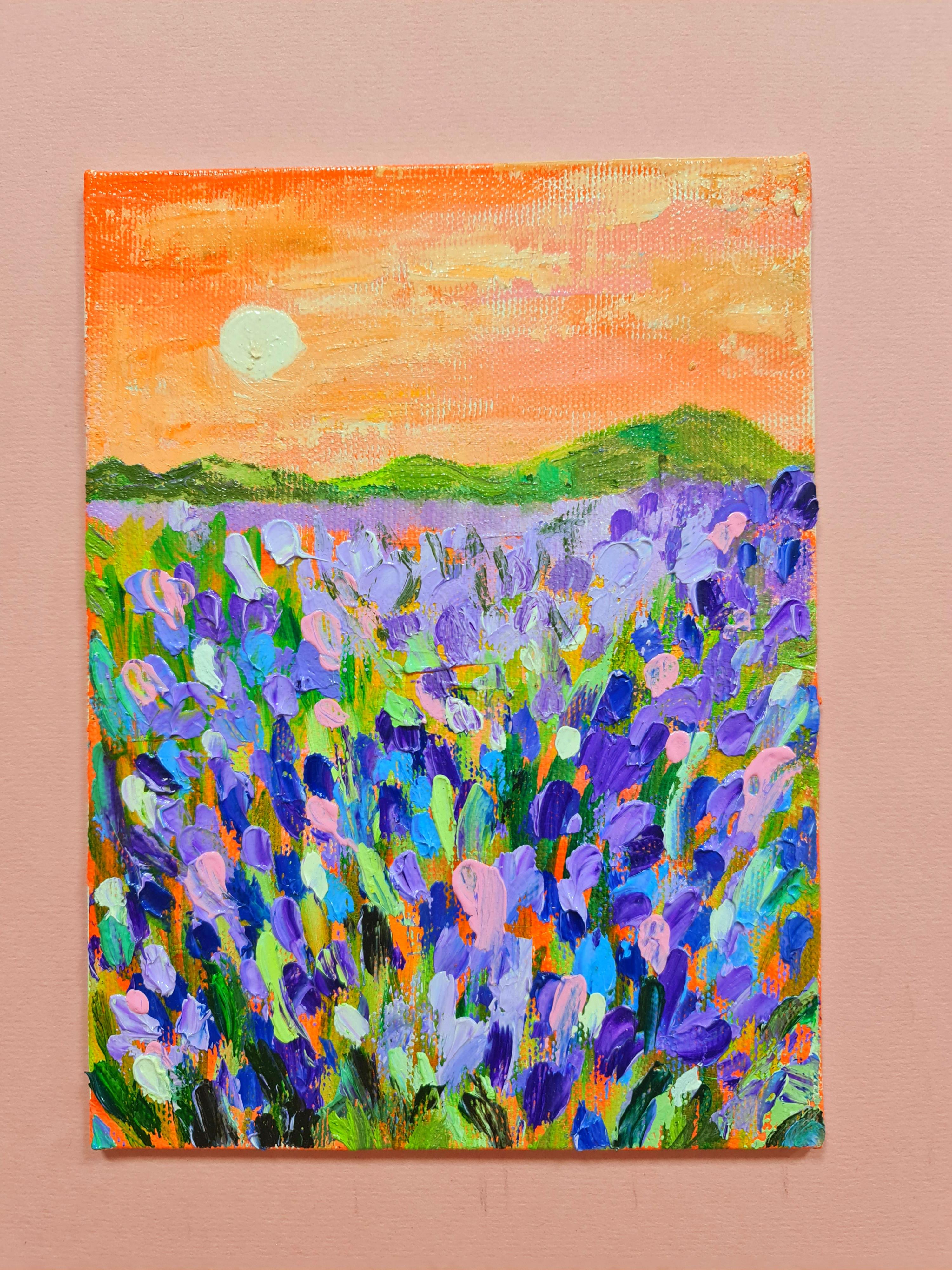 The triptych is summer.Landscape in oil . Volskaya Lilia - Brown Still-Life Painting by Lilya Volskaya