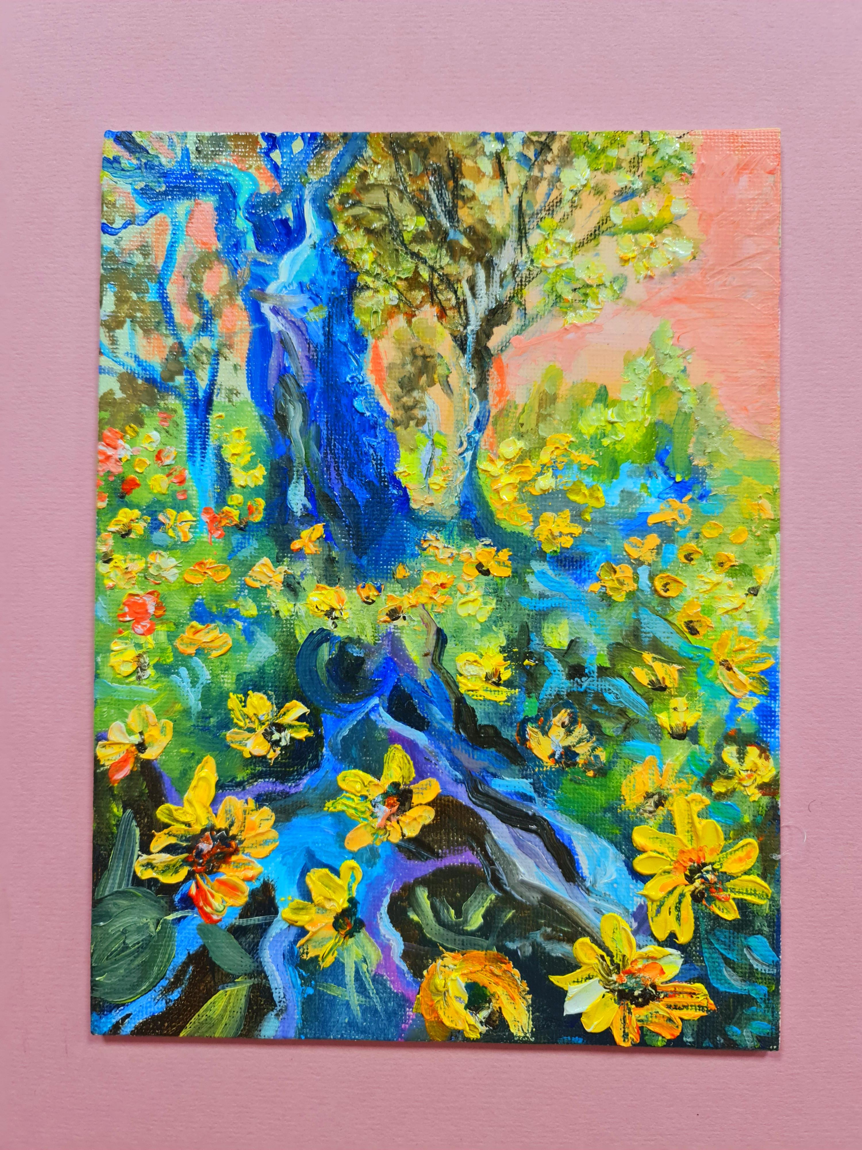 each painting is 20х15х0.5 cm  

The triptych is summer. Landscape in oil . Volskaya Liliya 
 A painting with landscapes is a wonderful mediator between people and nature.Paintings with views of nature that can make our homes warmer and more