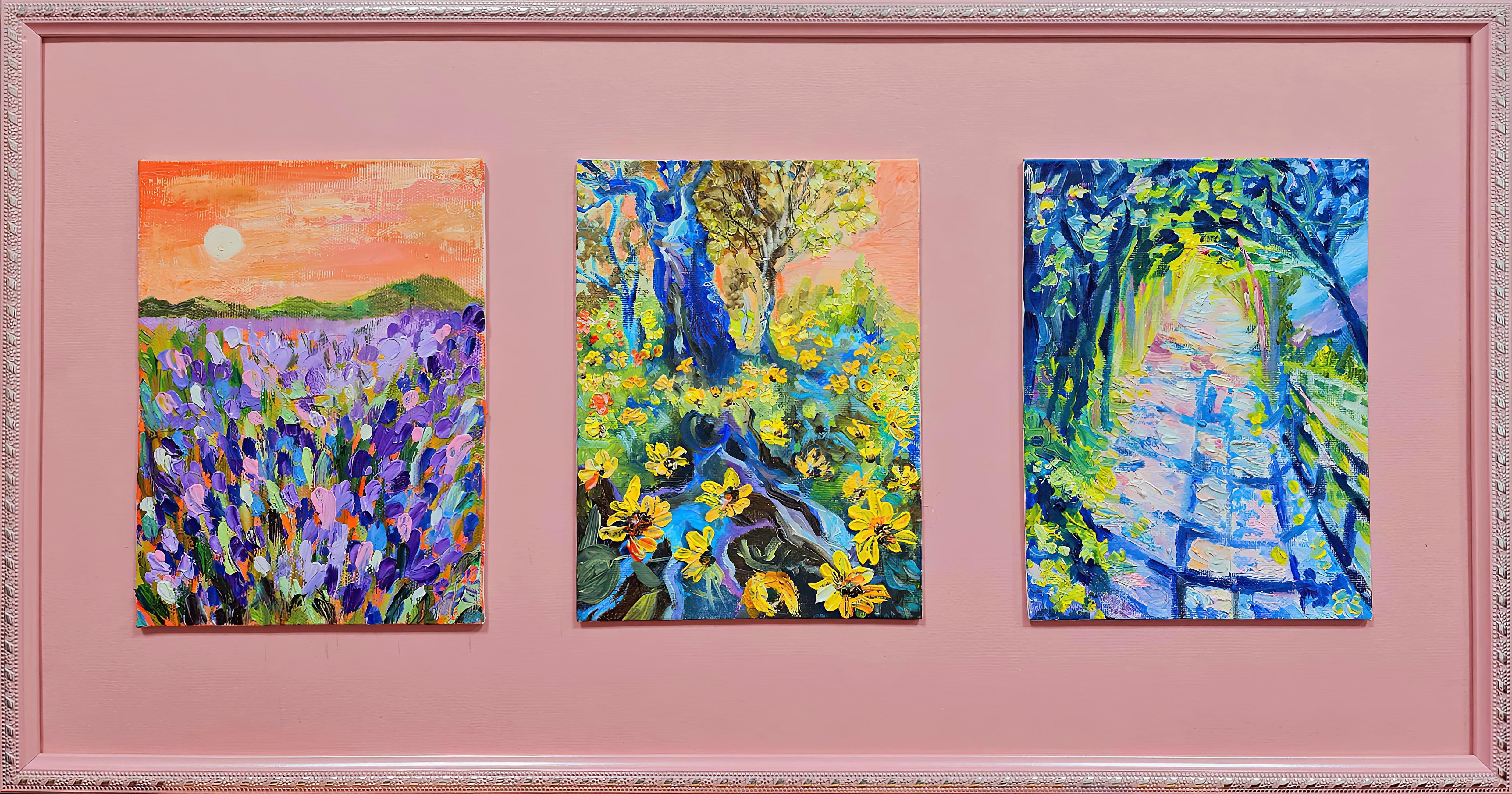 Das Triptychon ist Sommer. Landschaft in Öl . Wolskaja Lilia