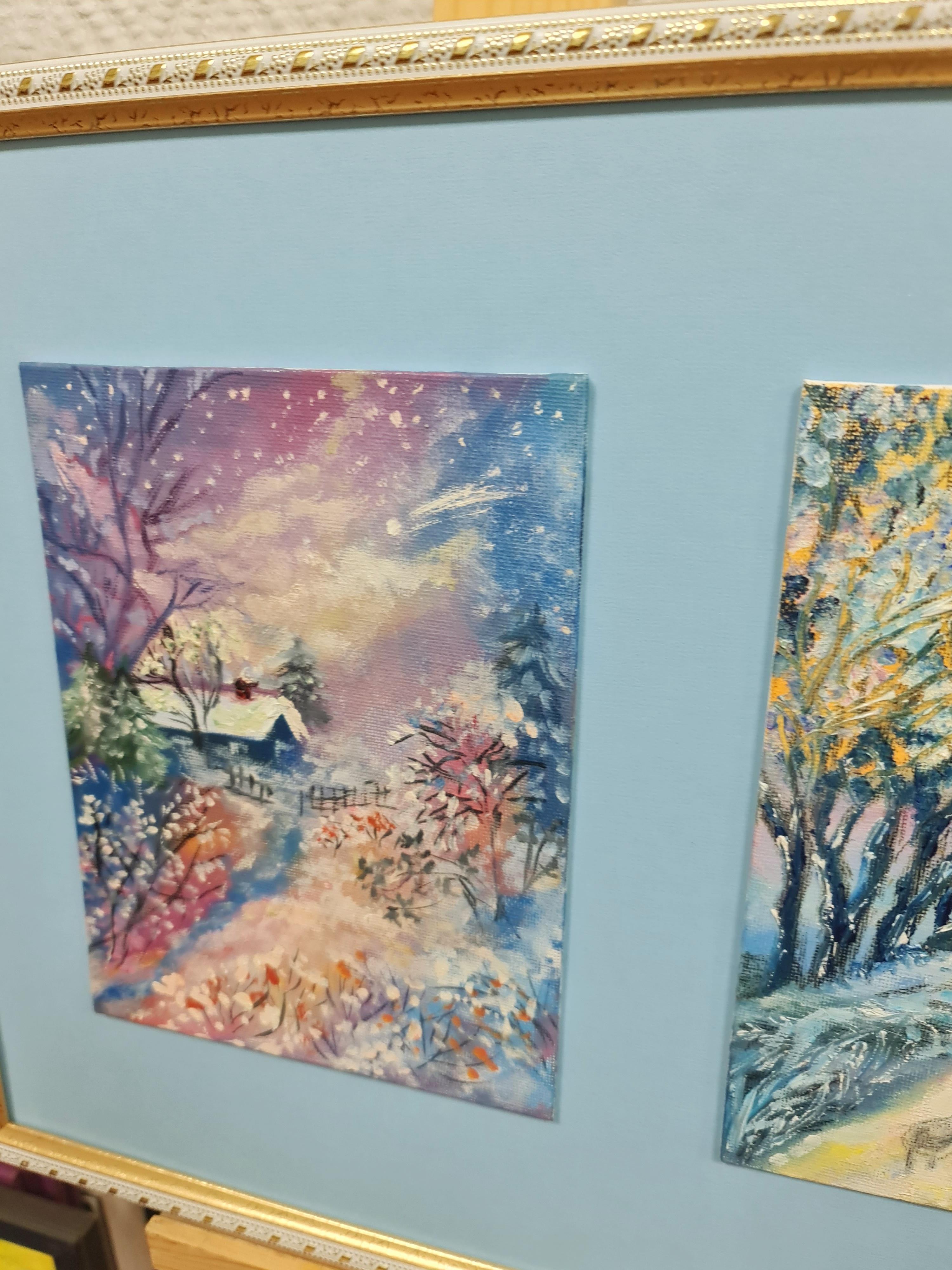 The triptych is winter. Landscape in oil . Volskaya Liliya.  A painting with landscapes is a wonderful mediator between people and nature.Paintings with views of nature that can make our homes warmer and more harmonious.
Life is like freeze frames