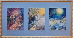 The triptych is winter. Landscape in oil . Volskaya Lilia