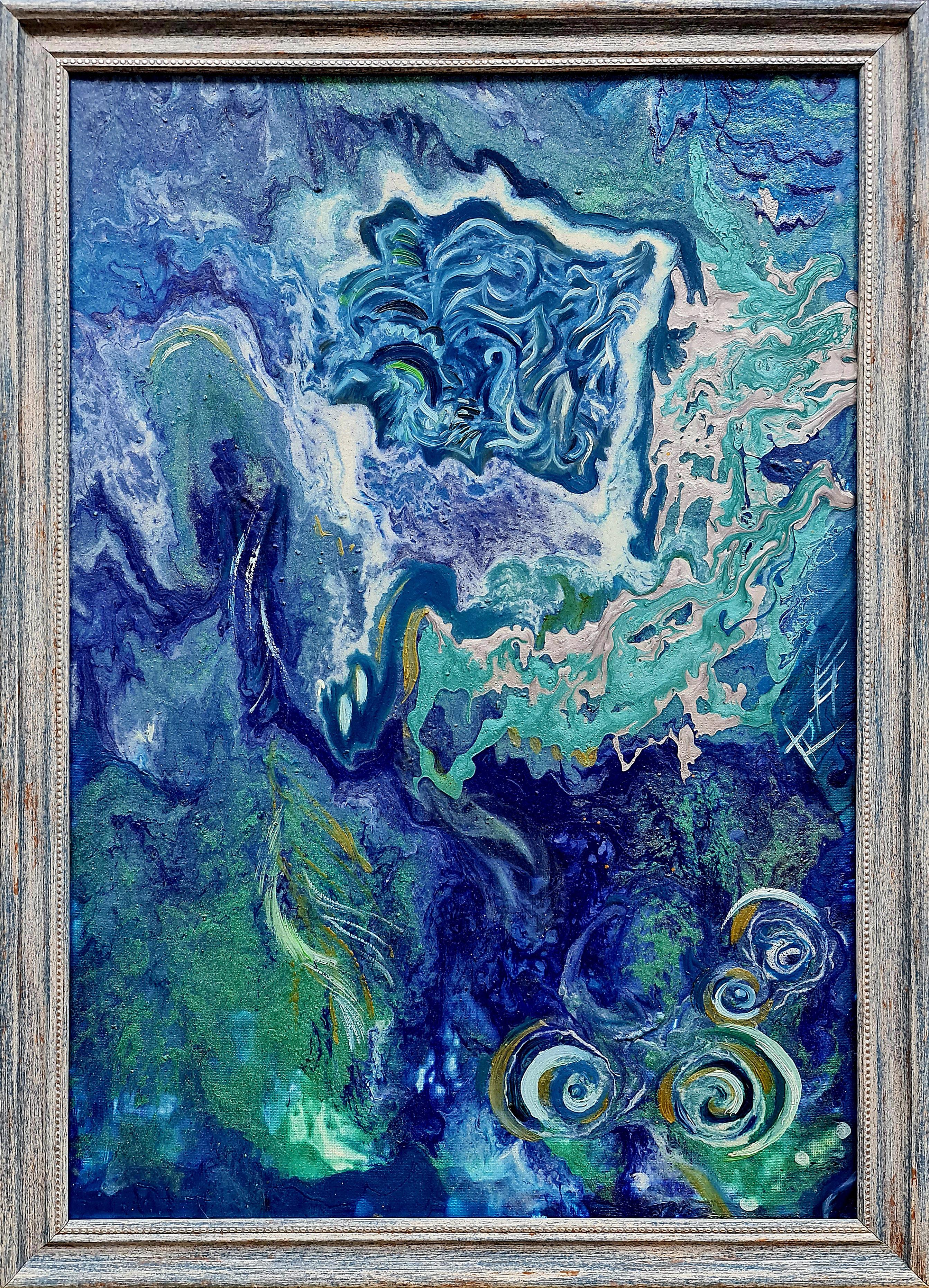 Abstract Painting di Lilya Volskaya - "Il pozzo dell'esaudimento dei desideri" astrazione blu Volskaya Lilya.