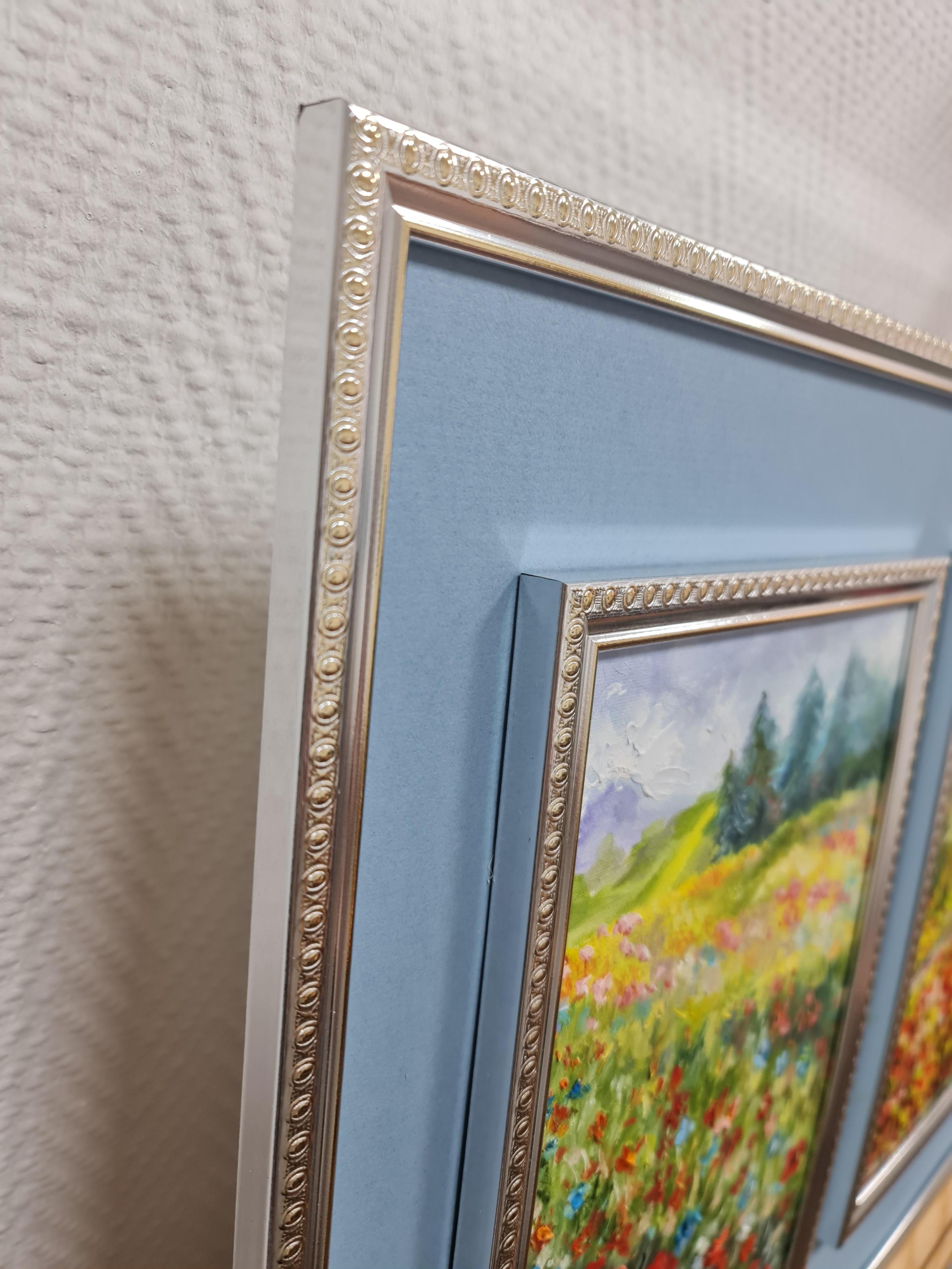 Triptychon Landschaft mit Mohnblumen. Lilija Wolskaja im Angebot 2