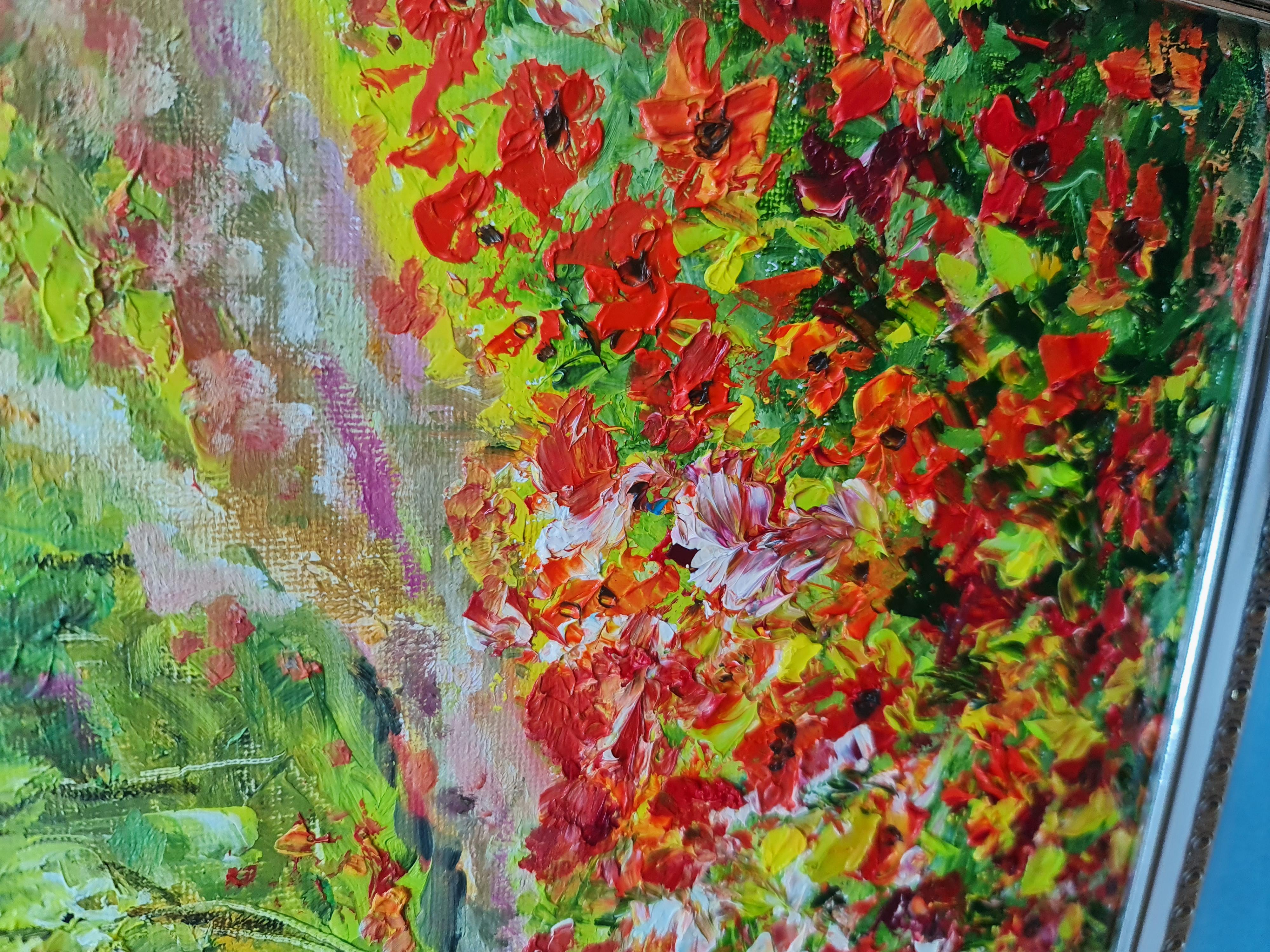 Triptychon Landschaft mit Mohnblumen. Lilija Wolskaja im Angebot 4