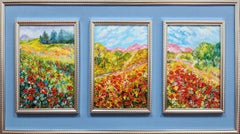Tríptico Paisaje con amapolas. Volskaya Liliya