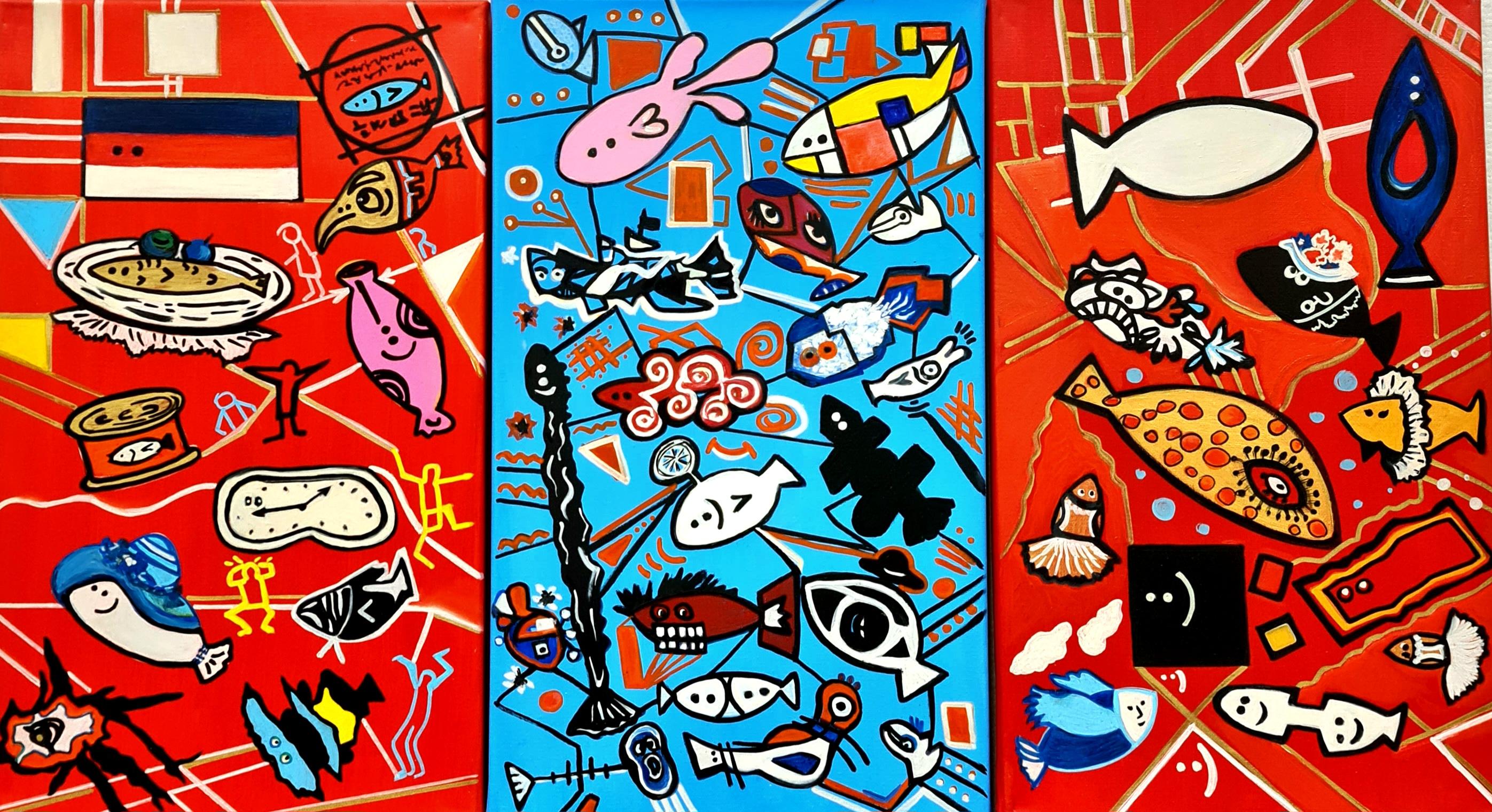 Triptyque "Océan de possibilités", abstraction à l'huile de Volskya Lilya.
