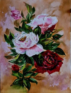 Le rose bianche sono tenerezza, le rose rosse sono amore", natura morta floreale di Lilia Volskaya.