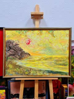 Yellow seascape in the style of Monet" impressionism painting by Volskaya Lilya