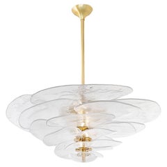 Lilypad Bubbled Chandelier Composed of Textured Glass Blades by Laura Gonzalez