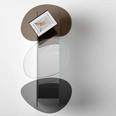 Tavolino da caffè/cocktail in vetro Lilypad. Disegnato da Karim Rashid, Made in Italy