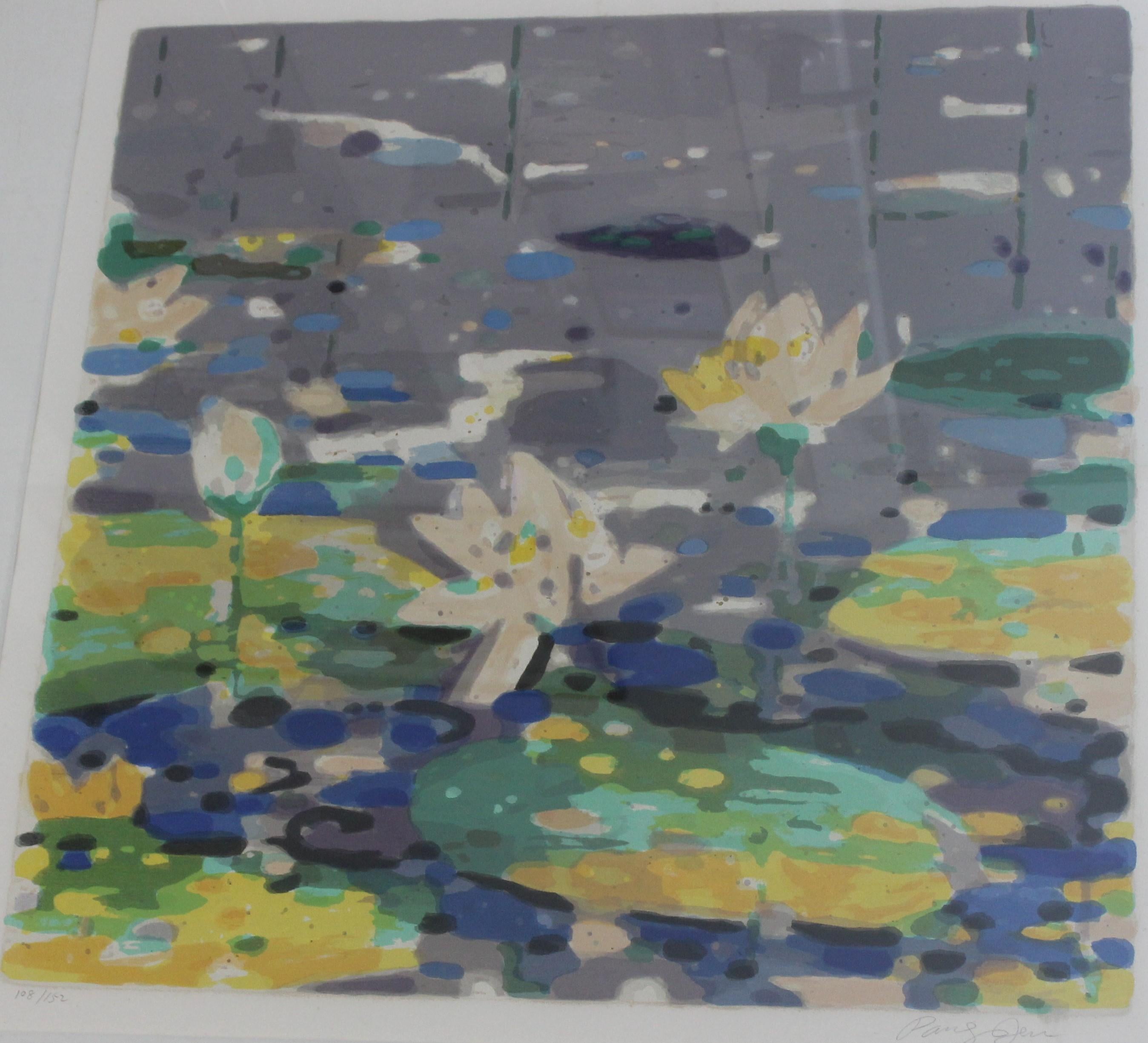 Lilypond Serigraph by Pang Jen In Good Condition In West Palm Beach, FL