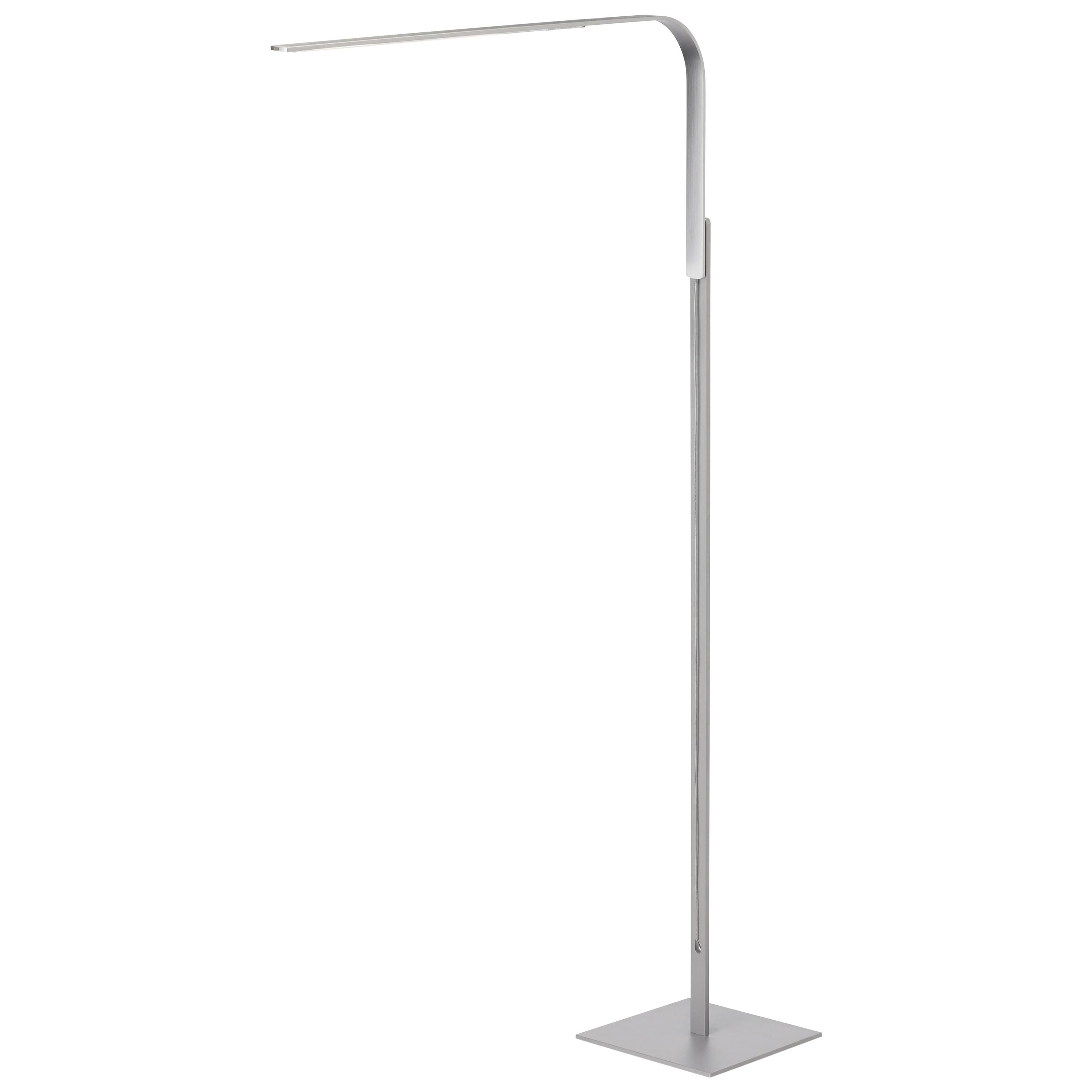 Lim L Floor Lamp in Brushed Silver by Pablo Designs For Sale