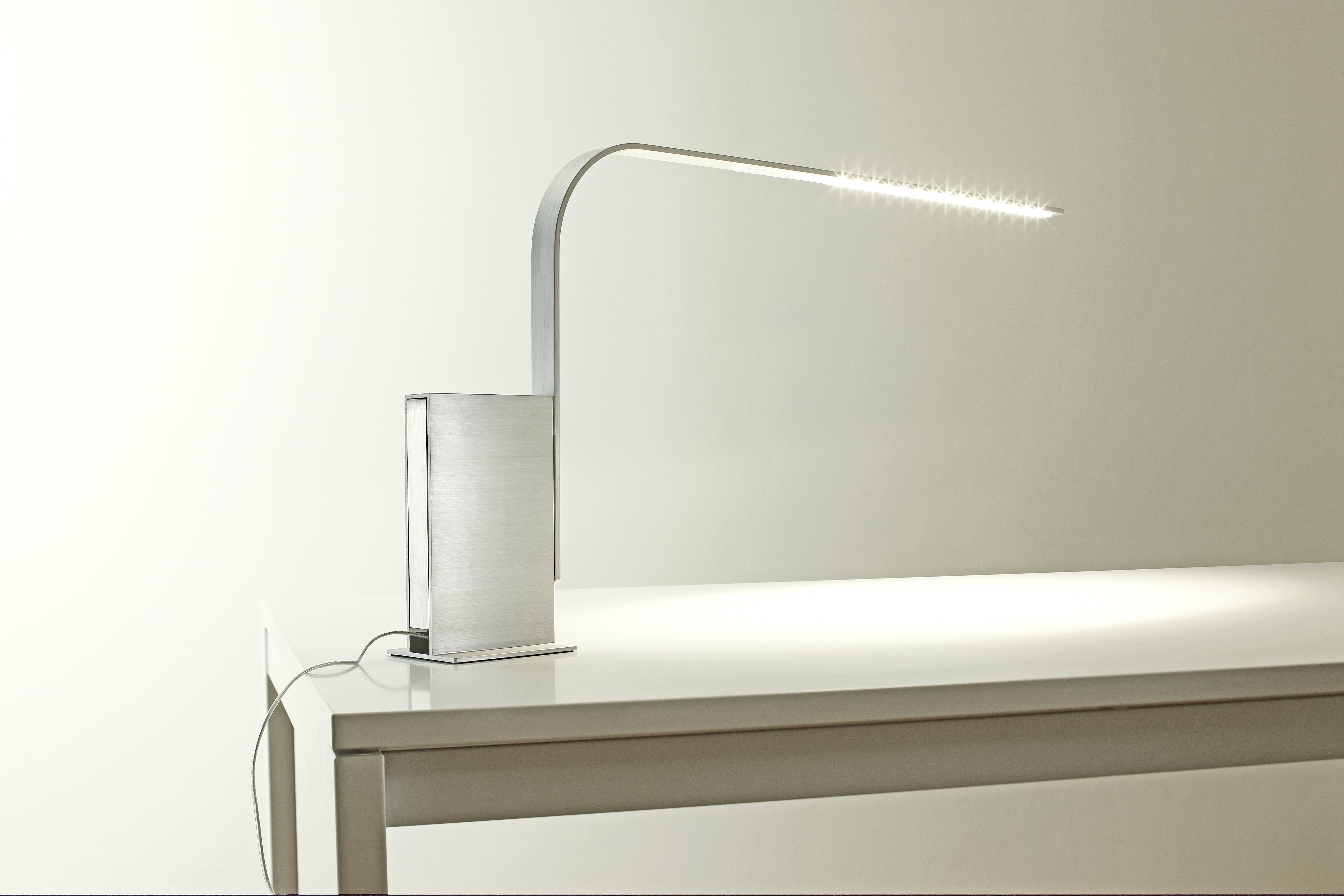 Modern Lim L Table Lamp in Brushed Silver by Pablo Designs