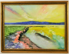  Sunrise  Yellow Marsh Landscape  Painting