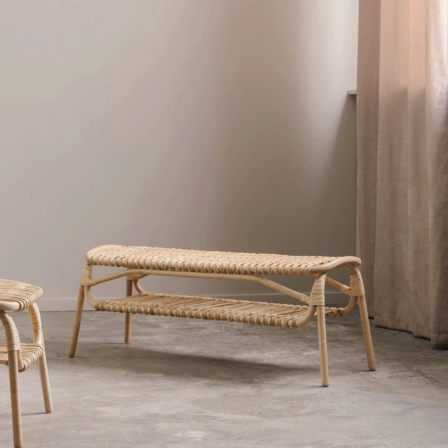 Contemporary Lima Rattan Bench For Sale