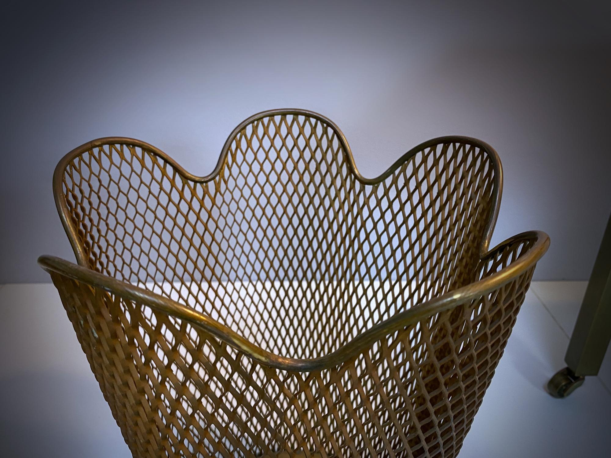 Lacquered Lima Werk Viennese Perforated Brass and Steel Waste Basket, 1950s, Austria