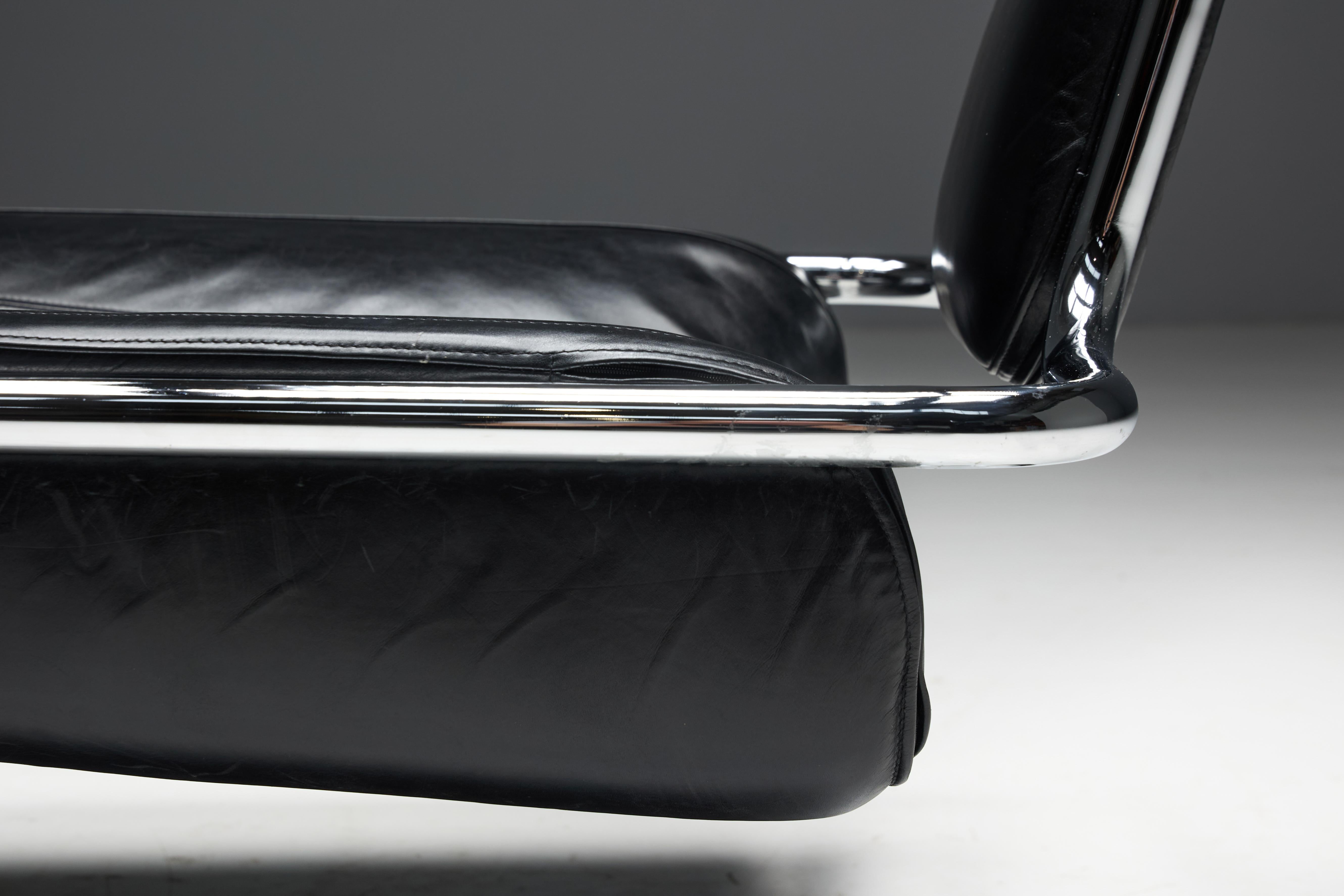 Metal 'Limande' Low Easy Chair by Kwok Hoi Chan, France, 1970s