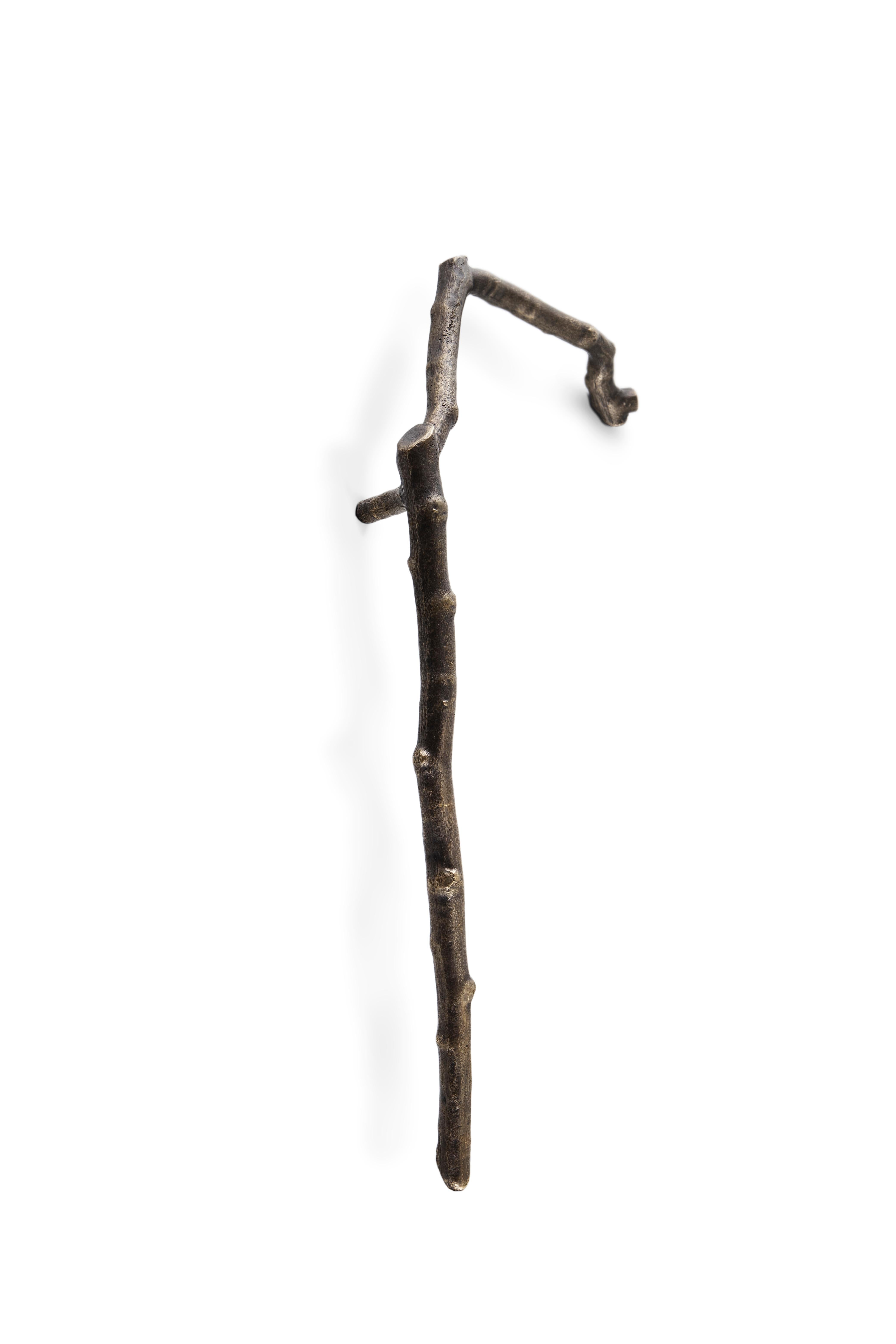 Contemporary Limb Door Pull - Handcrafted Aged Brass - PullCast For Sale