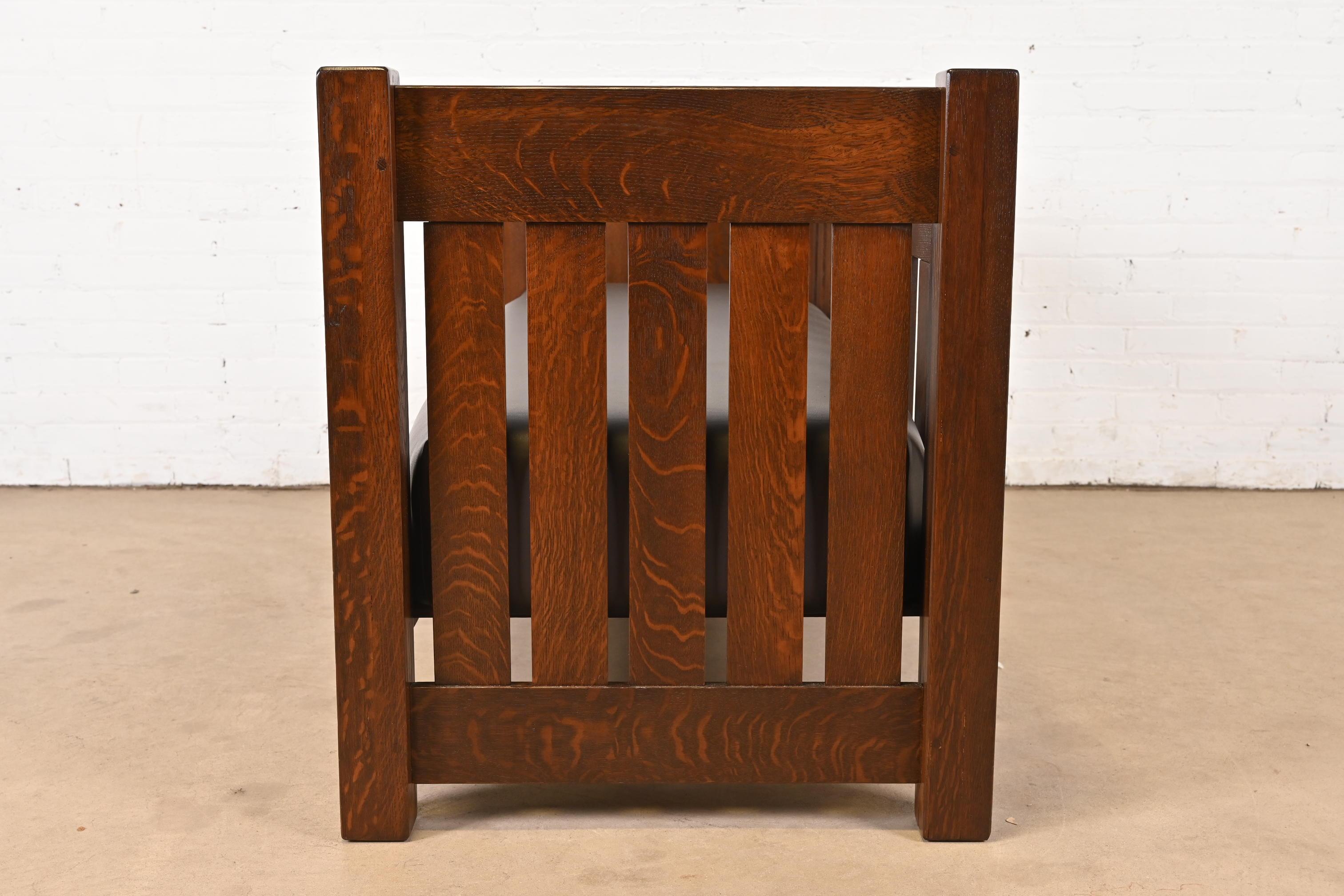 Limbert Antique Mission Oak Arts and Crafts Settle Sofa, Newly Restored 5