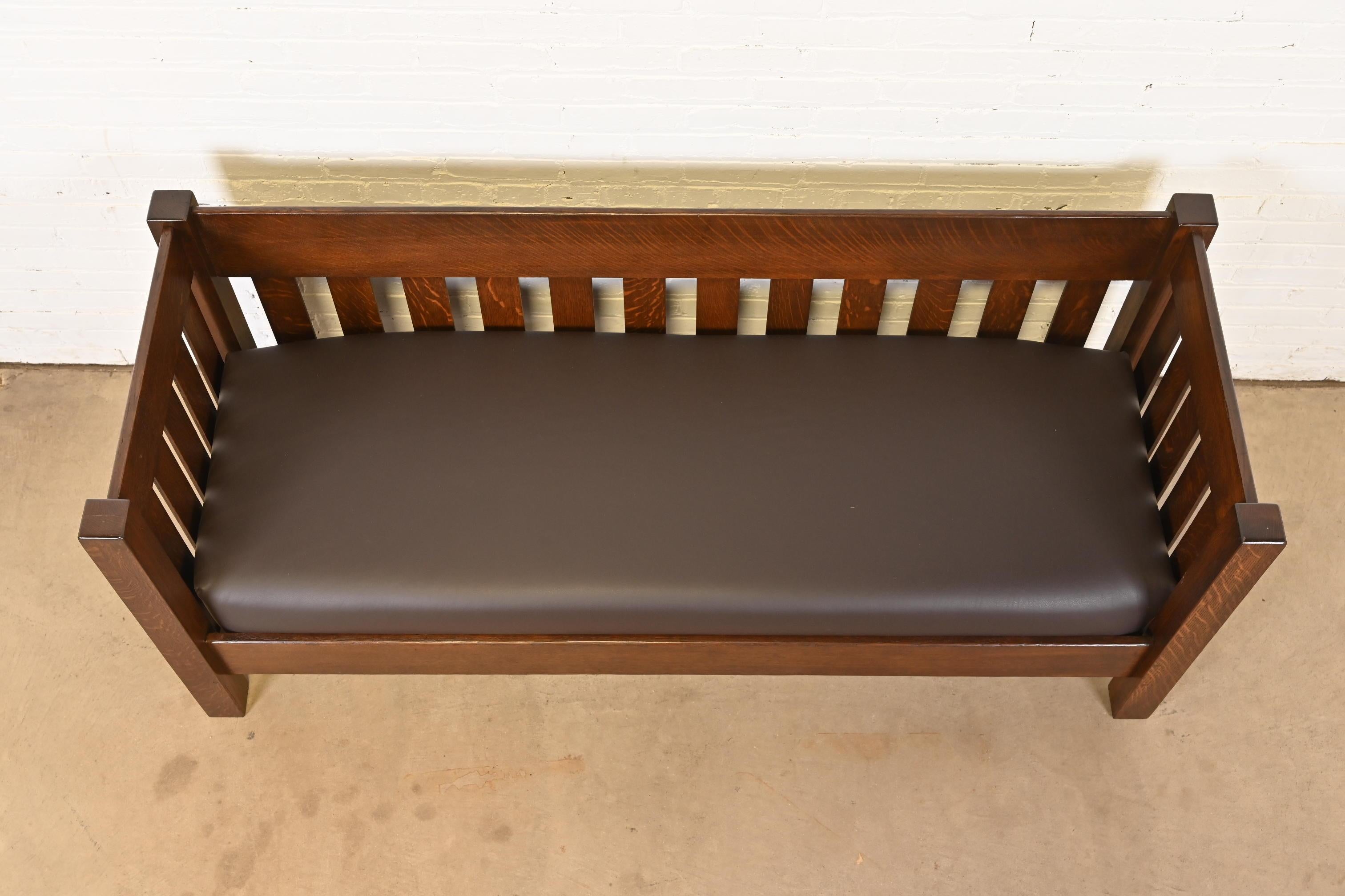 Limbert Antique Mission Oak Arts and Crafts Settle Sofa, Newly Restored 2