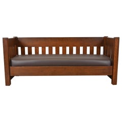 Limbert Antique Mission Oak Arts and Crafts Settle Sofa, Newly Restored