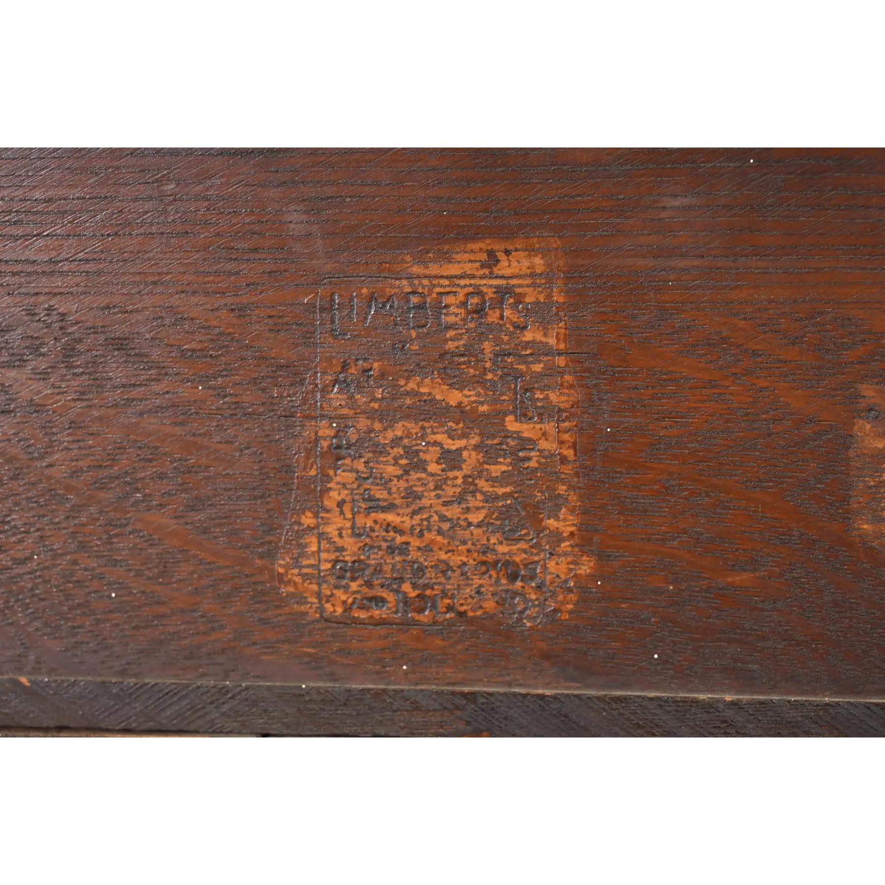 Mobile libreria triplo in quercia Mission Arts & Crafts di Limbert, CIRCA 1900 in vendita 6