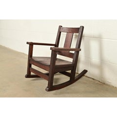 Limbert Antique Mission Oak Arts & Crafts Child's Rocking Chair, Circa 1910