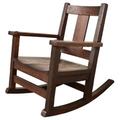 Limbert Antique Mission Oak Arts & Crafts Child's Rocking Chair, Circa 1910