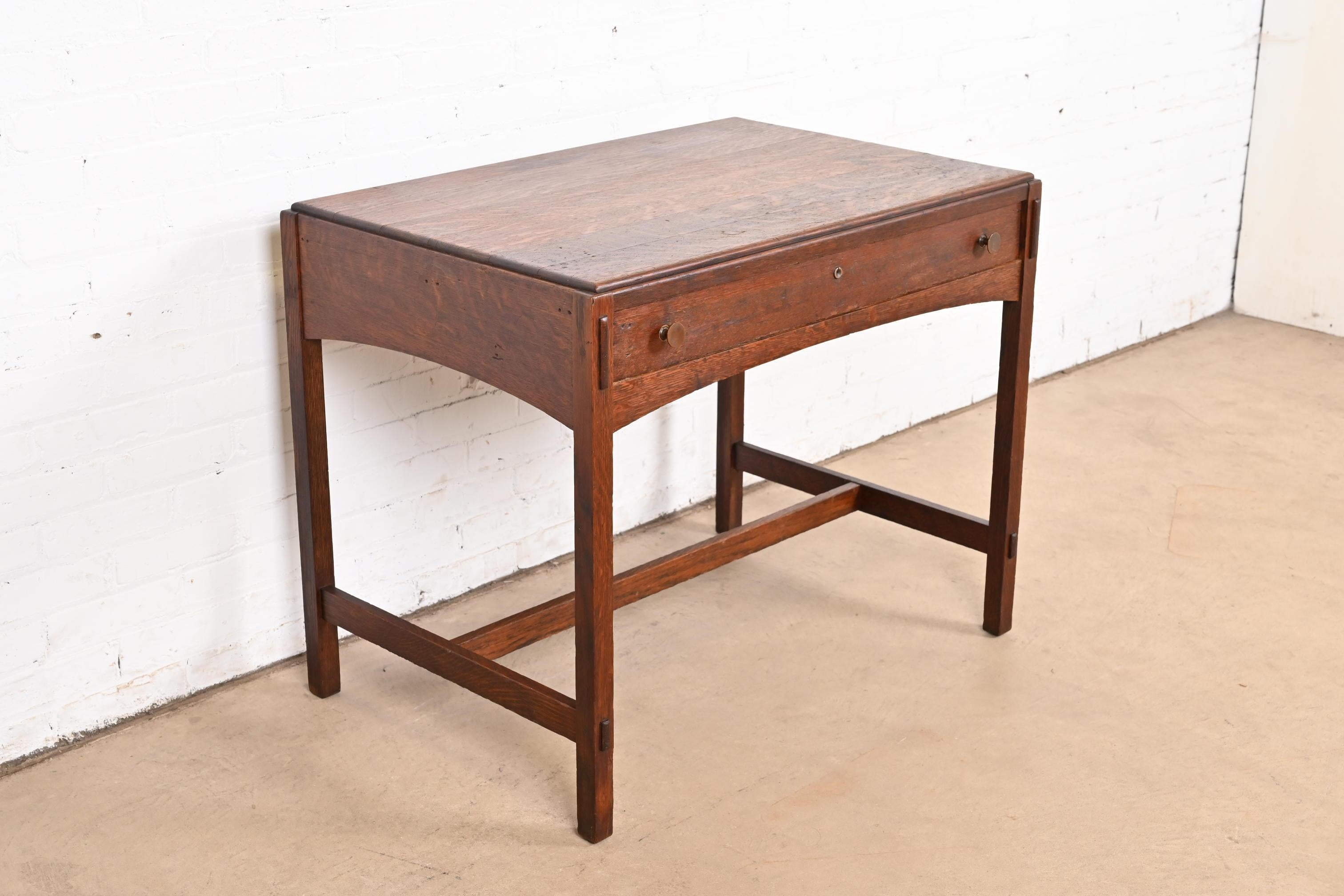 American Limbert Antique Mission Oak Arts & Crafts Desk or Library Table, Circa 1900