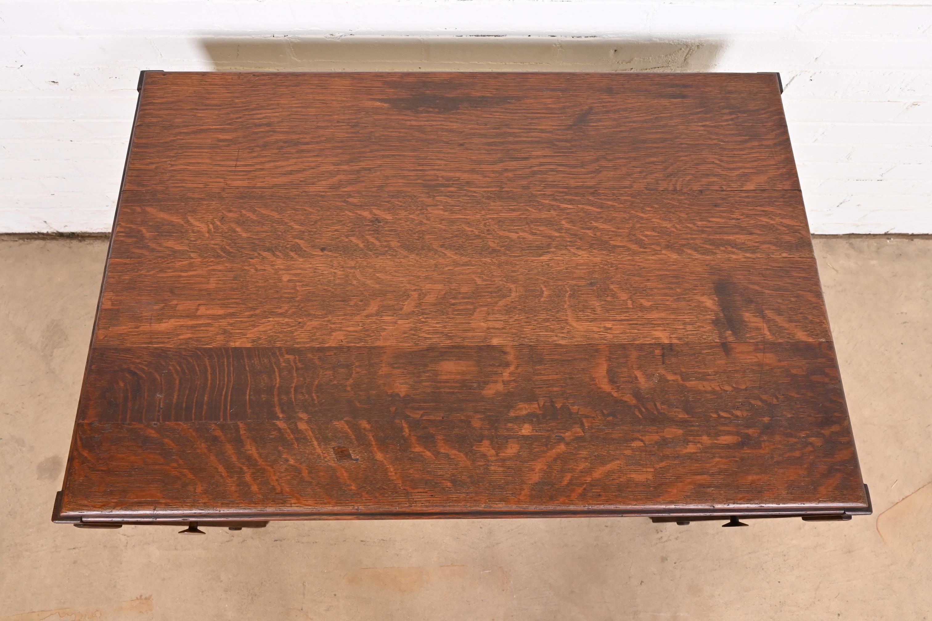 Limbert Antique Mission Oak Arts & Crafts Desk or Library Table, Circa 1900 1
