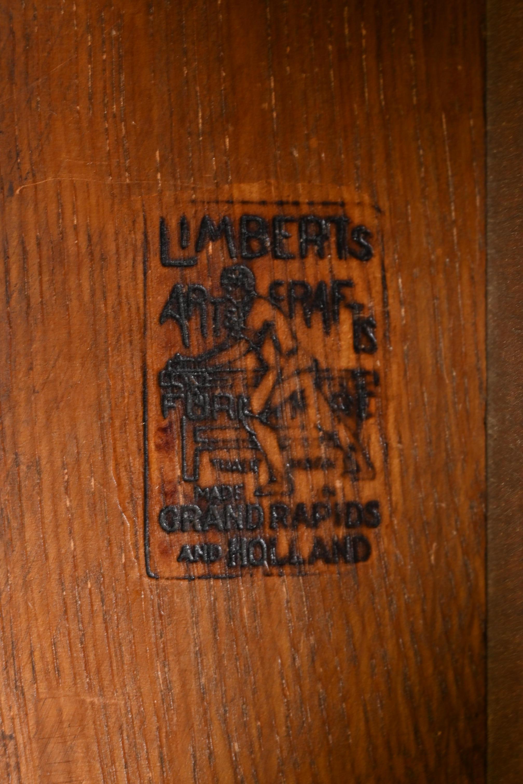 Limbert Antiker Missions-Schreibtisch oder Bibliothekstisch aus Eiche im Arts and Crafts-Stil, um 1900 im Angebot 3