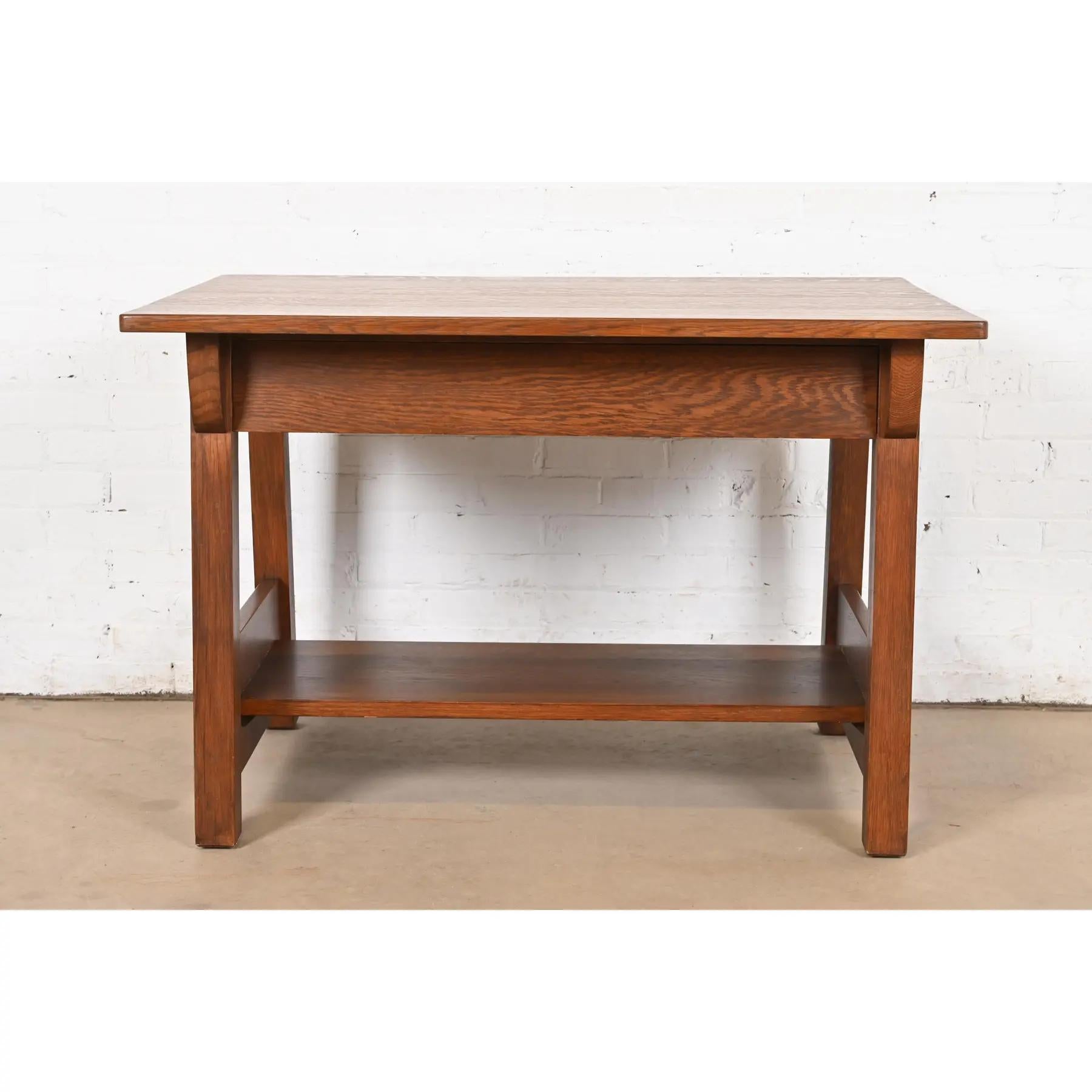 Limbert Antique Mission Oak Arts & Crafts Desk or Library Table, Circa 1910 For Sale 7