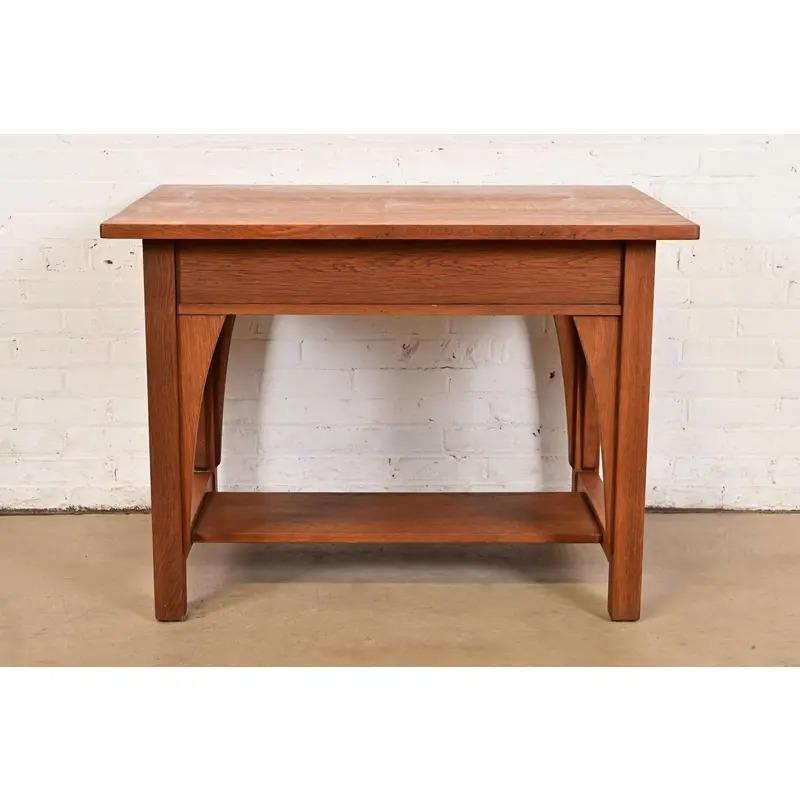 Limbert Antique Mission Oak Arts & Crafts Desk or Library Table, Circa 1910 For Sale 7