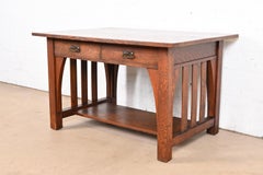 Limbert Antique Mission Oak Arts & Crafts Desk or Library Table, Circa 1910