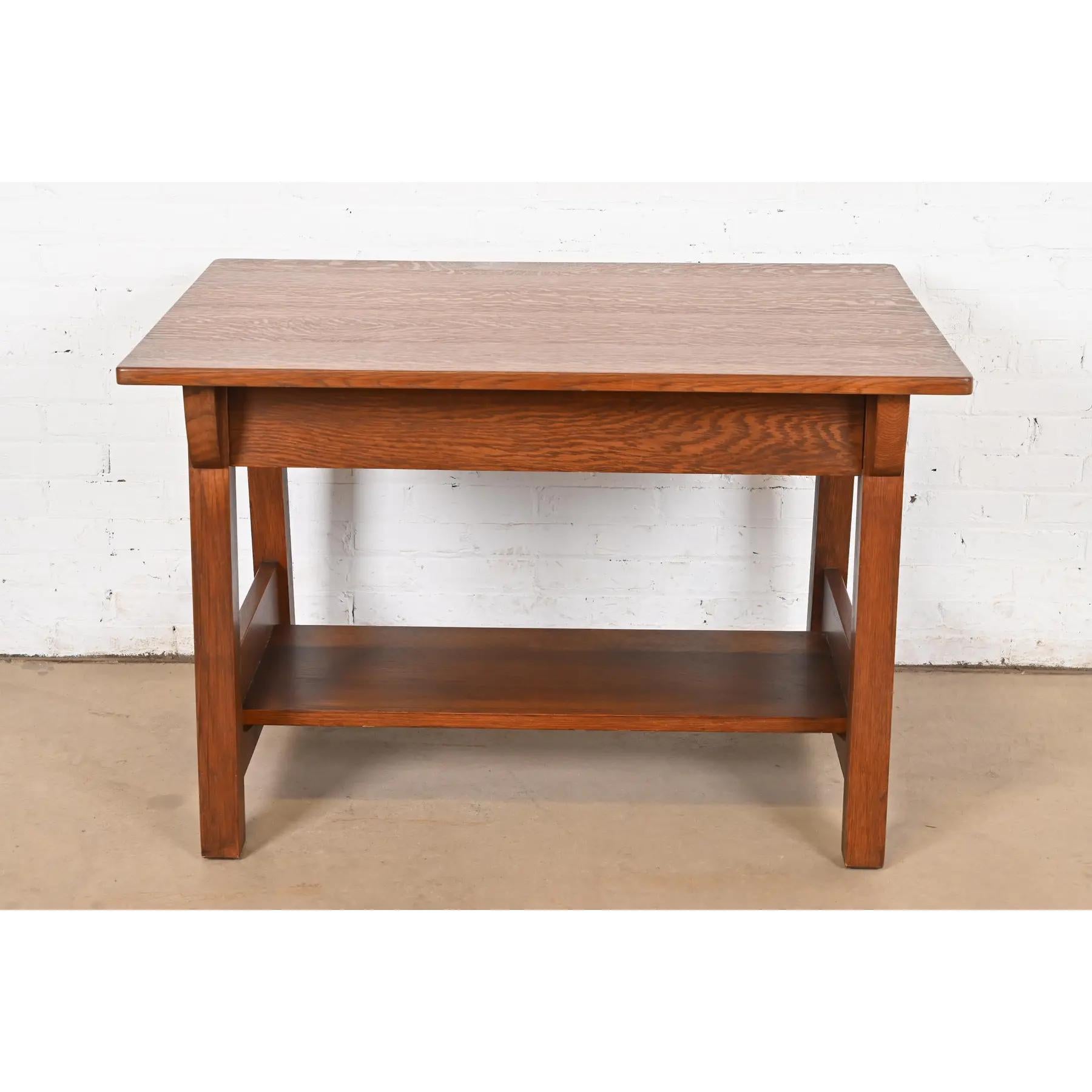American Limbert Antique Mission Oak Arts & Crafts Desk or Library Table, Circa 1910 For Sale