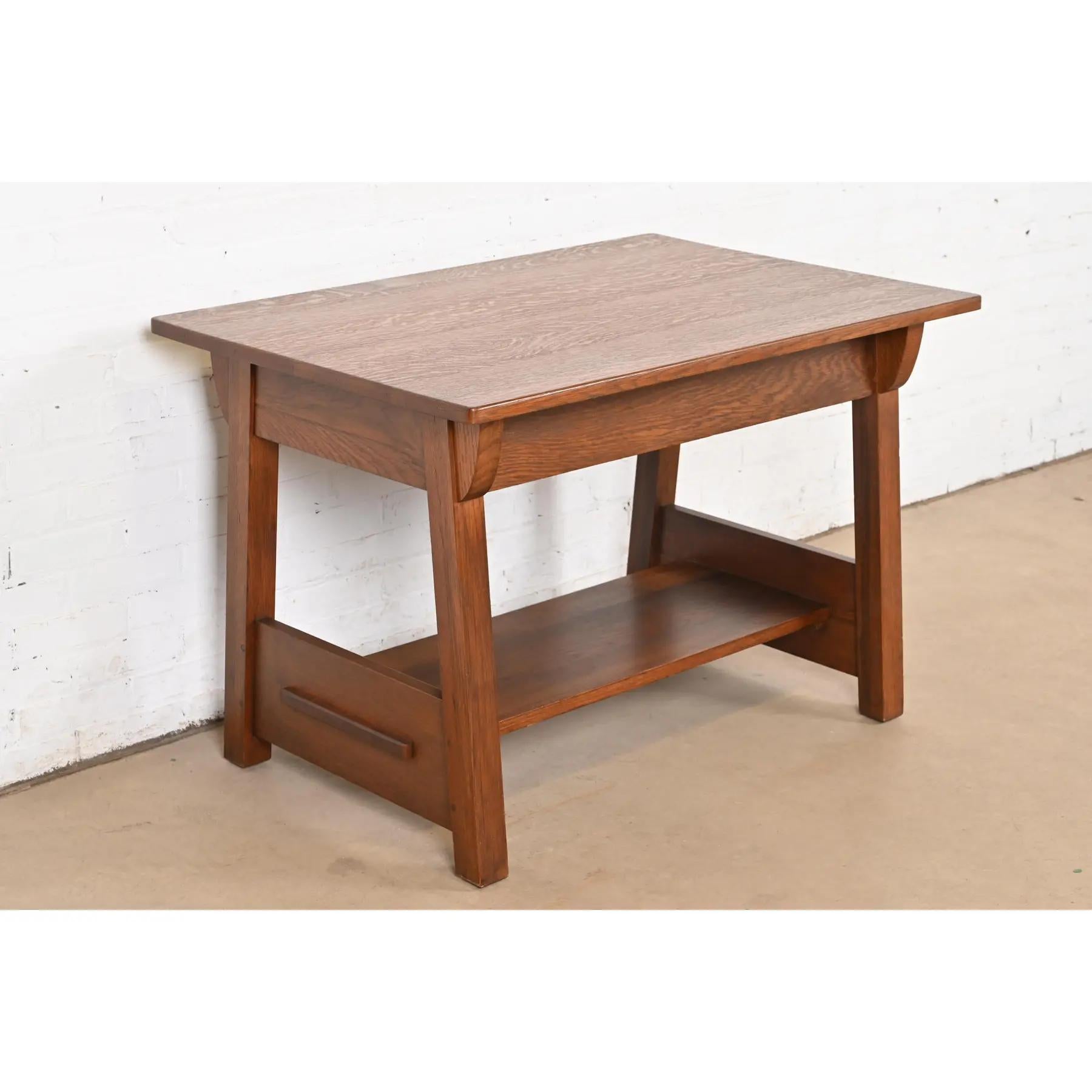 Early 20th Century Limbert Antique Mission Oak Arts & Crafts Desk or Library Table, Circa 1910 For Sale