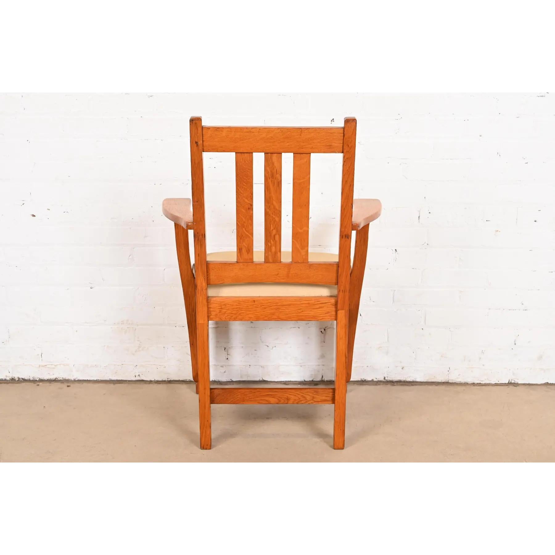 Limbert Antique Mission Oak Arts & Crafts Dining Chairs, Set of Six For Sale 3