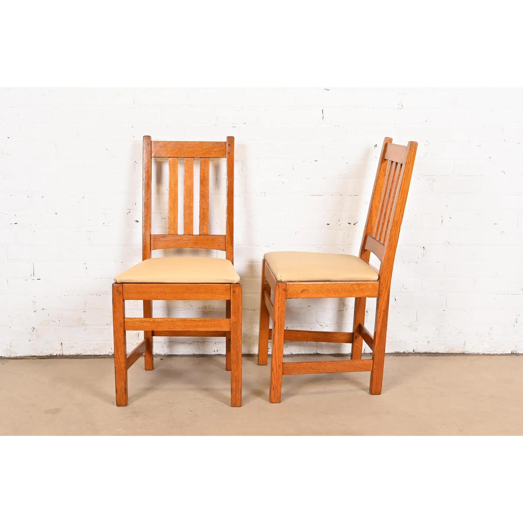 Limbert Antique Mission Oak Arts & Crafts Dining Chairs, Set of Six For Sale 4